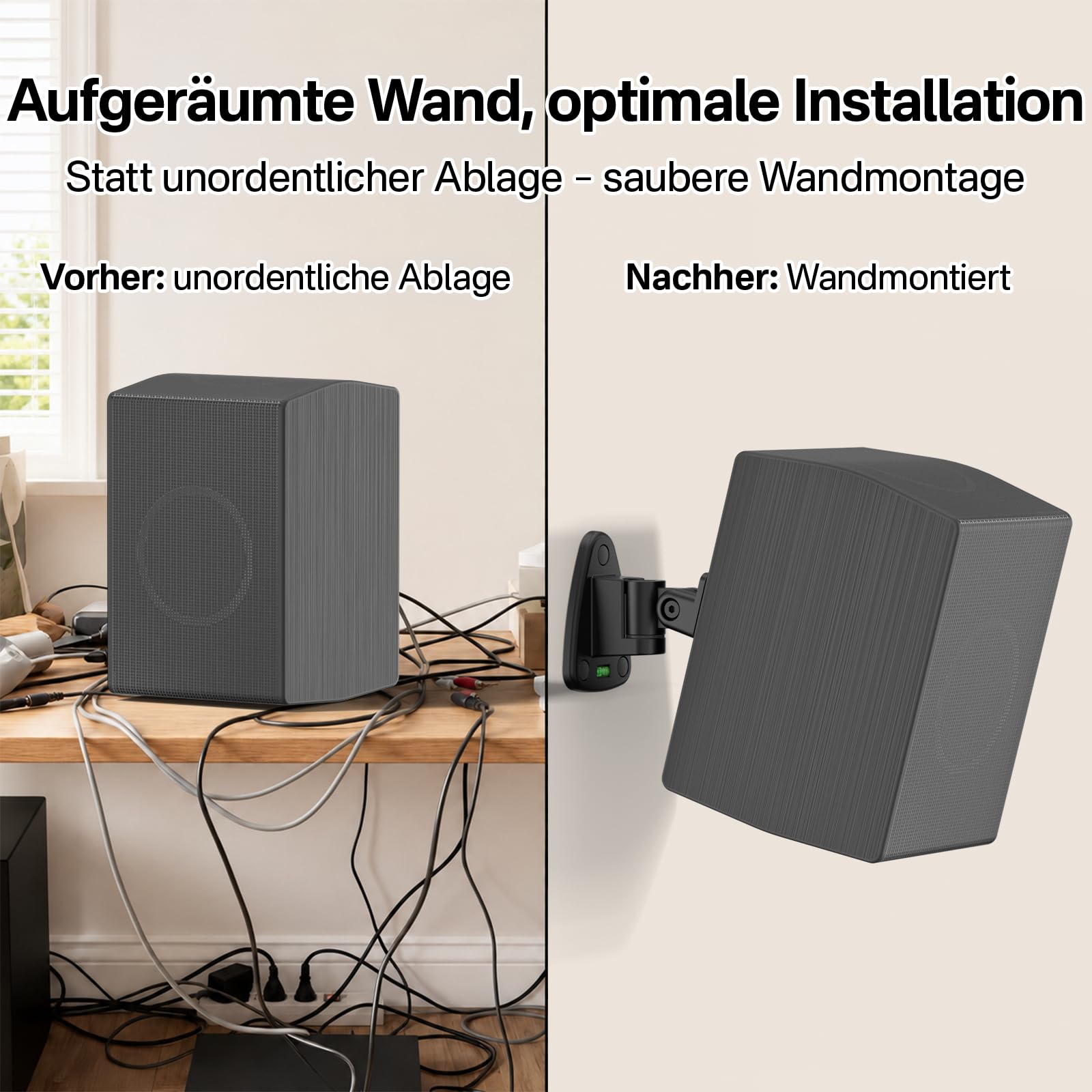 Obrotowe i pochylane uchwyty głośników na ścianę dla Samsung HW-Q990H/Q990F/Q990D/Q930H/Q930F, Mocne konsole ścienne dla głośników tylnych Samsung SWA-9250S/9500S/9200S, 1 para