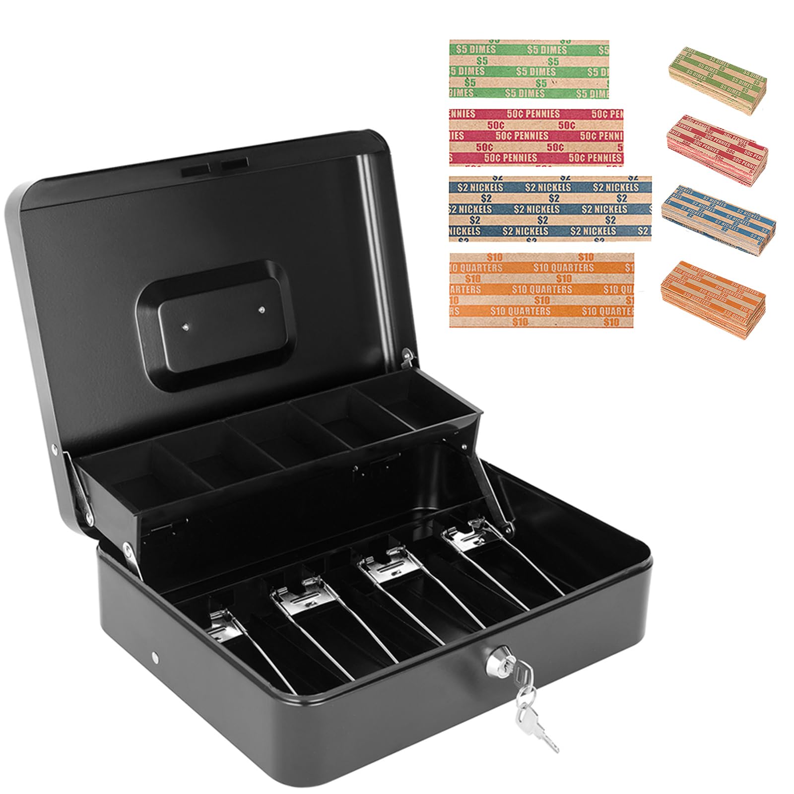 Amazon.com: Cash Box with Key Lock and Money Tray - Metal Money