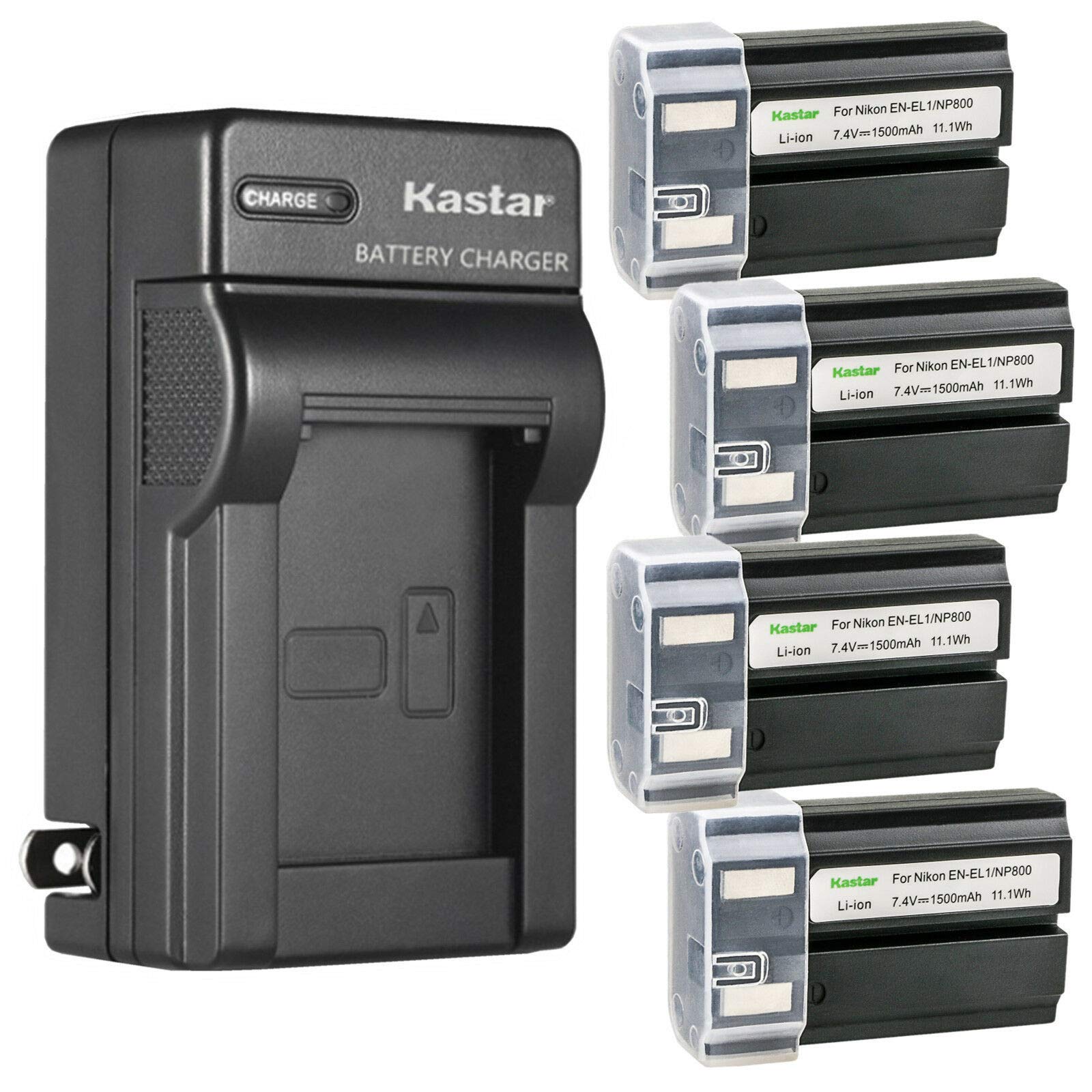 Kastar 4-Pack EN-EL1 Battery and AC Wall Charger Replacement for Nikon Coolpix 5700, 8700, 775, 880, 885, 995, E880 Camera