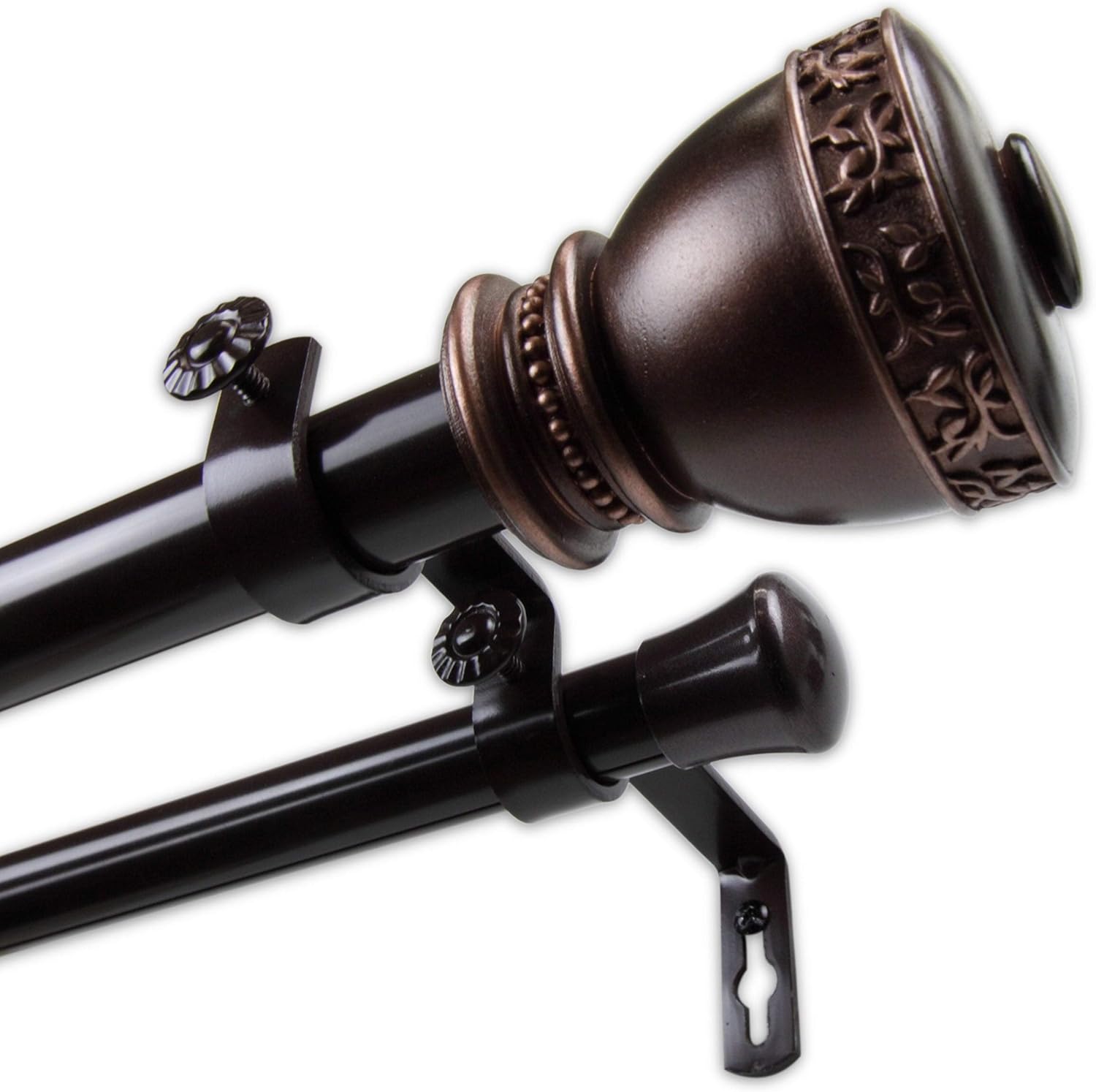 Tahlia 1 inch Diameter Adjustable Double Curtain Rod Bronze 28 to 48 inches Bronze Finish