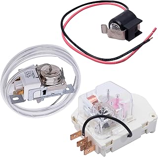 [Upgraded 2025] 2198202 Cold Control Thermostat W10822278 Defrost Timer W10225581 Bimetal Thermostat Refrigerator Defrost Complete Kit Replacement – Compatible with Whirlpool Kenmore Refrigerators