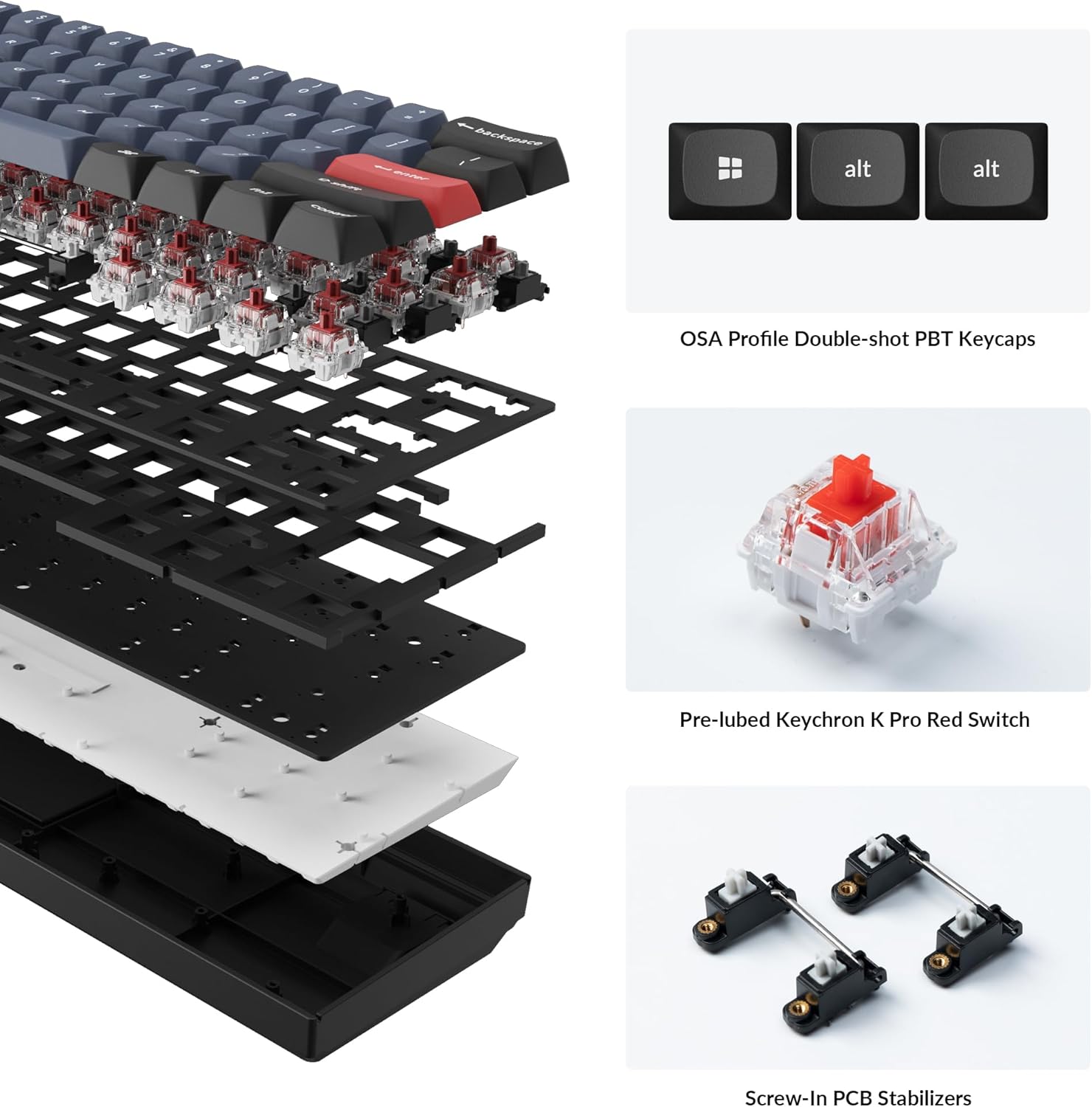 Keychron K12 Pro Custom Wireless/Wired Mechanical Keyboard QMK/VIA Programmable Macro with Hot-Swappable K Pro Red Switch 60% Compact Layout RGB Backlit Compatible with Mac Windows Linux