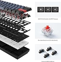 Vista 6 de Keychron K12 Pro Teclado mecánico inalámbrico/con cable personalizado QMK/VIA Macro programable con interruptor rojo K Pro intercambiable