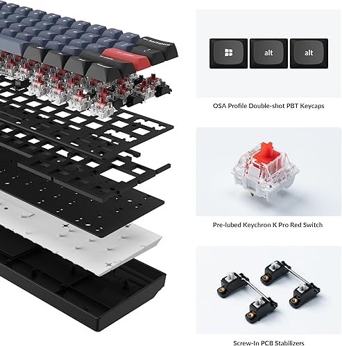Miniatura 6 de Keychron K12 Pro Teclado mecánico inalámbrico QMKVIA Macro programable personalizado 60% diseño compacto retroiluminado blanco con interruptor rojo