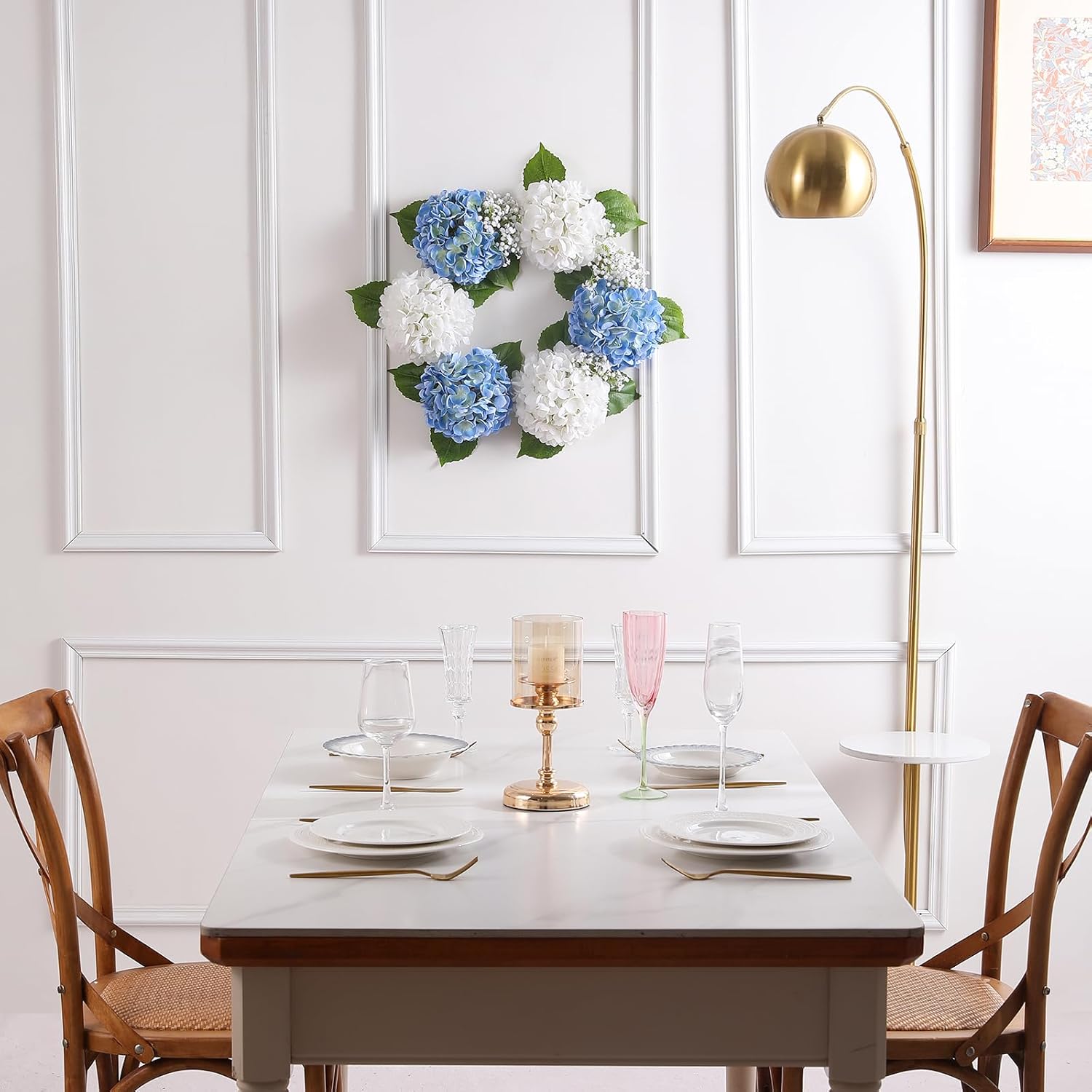 3 Pcs Real Touch Hydrangea Artificial Flowers 22.5" Lifelike Latex White Hydrangeas Fake Hydrangeas for Home Decor Party Wedding Bouquets Table Centerpieces Floral Arrangements Indoor Outdoor Decor - Image 8