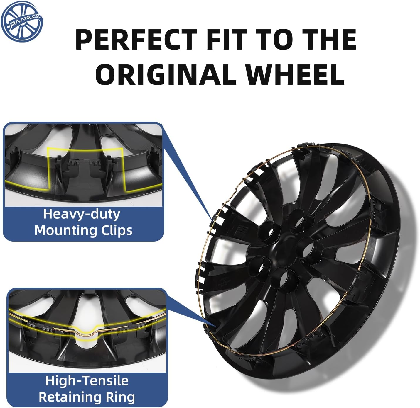 16 Inch Matte Black Steel Wheel Hubcaps for 2013-2019 Nissan Sentra & 2011-2025 Nissan Leaf, OEM Replacement Covers Compatible with Part# 40315-3NF0B, 4-Pack Snap On Rim Covers