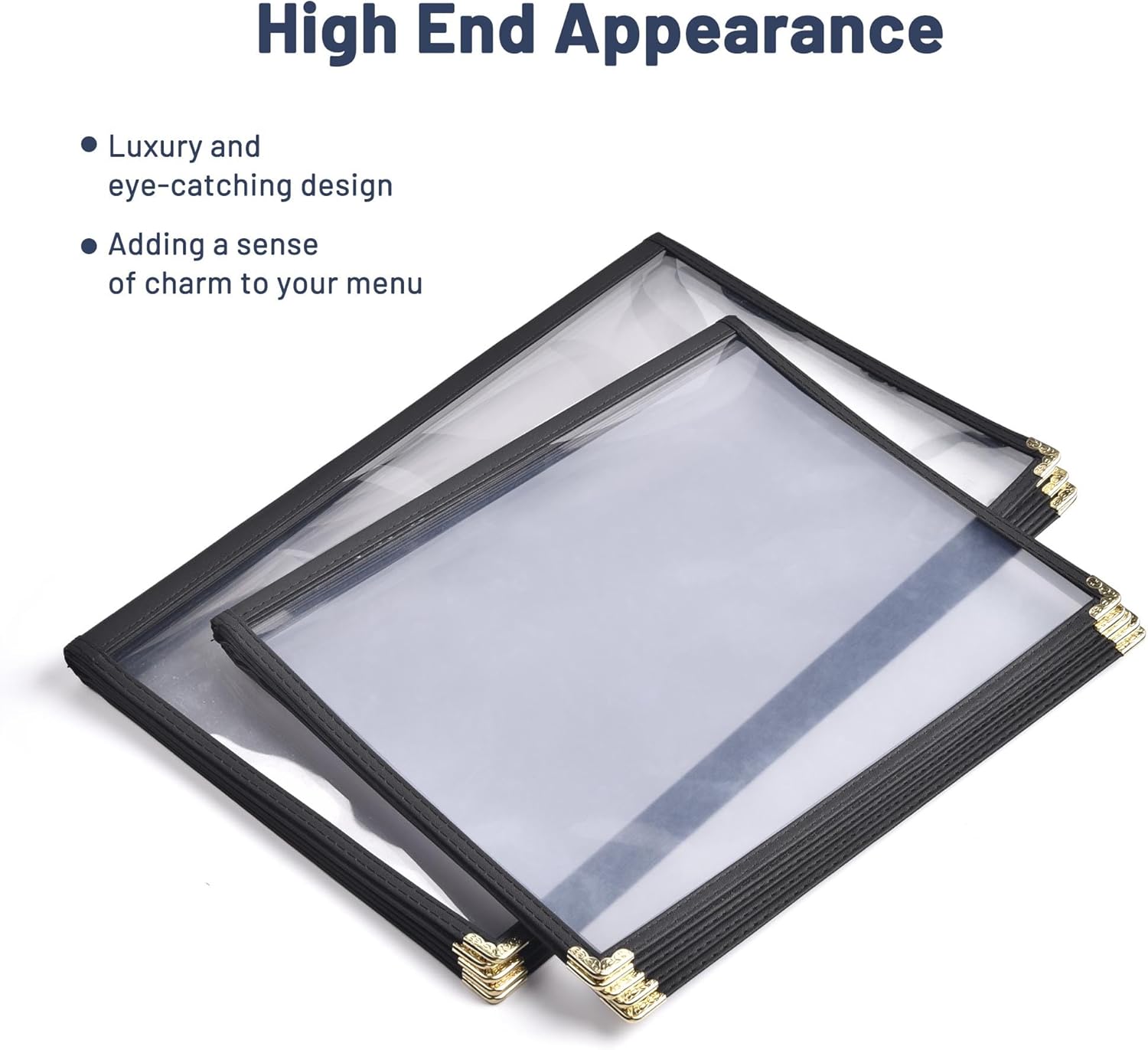 WeChef 30 Pack Restaurant Menu Covers 8.5 x 11" Book Style 5 Pages 10 Views PVC Transparent Restaurant Menu Holder Book Cafe Hotel Bar Black