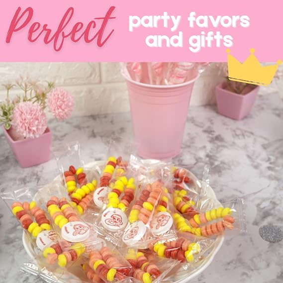 Disney Princess Edible Candy Bracelets with Character Charms, 20 Pieces