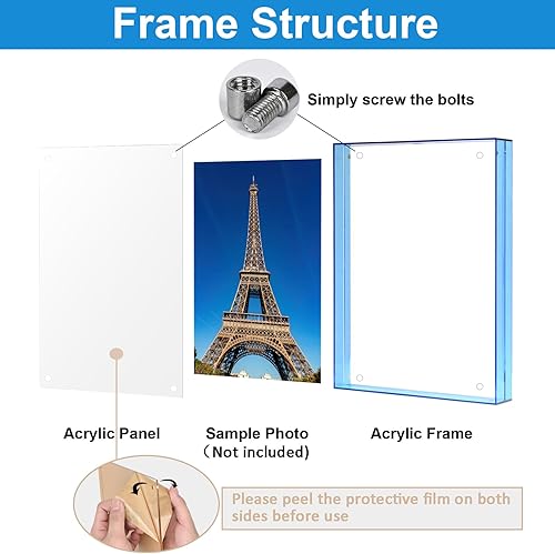 Miniatura 9 de MFoffice Portarretratos de 5 x 7 pulgadas, impresionante marco de fotos acrílico de color, uso como marco de fotos de 5 x 7, 5 x 5, 4 x 6 pulgadas y