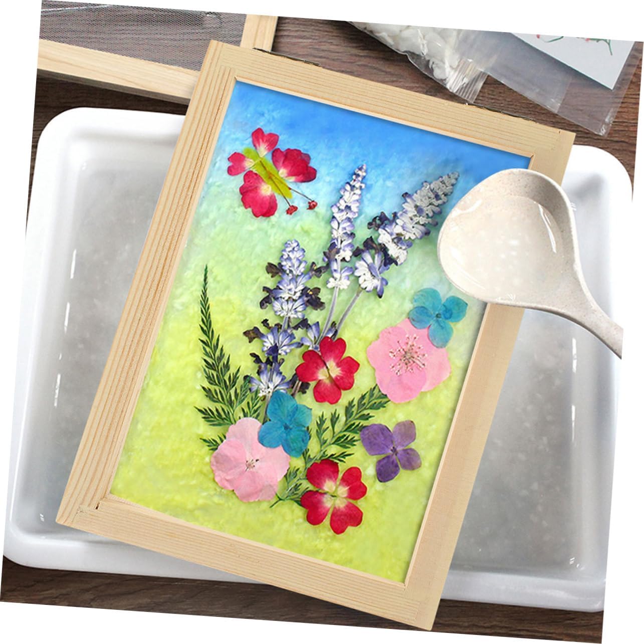 ABOOFAN 2Pcs Wooden Papermaking Mould Deckle Screen for DIY Crafts Pulp Making Dried Flower Art for Adults