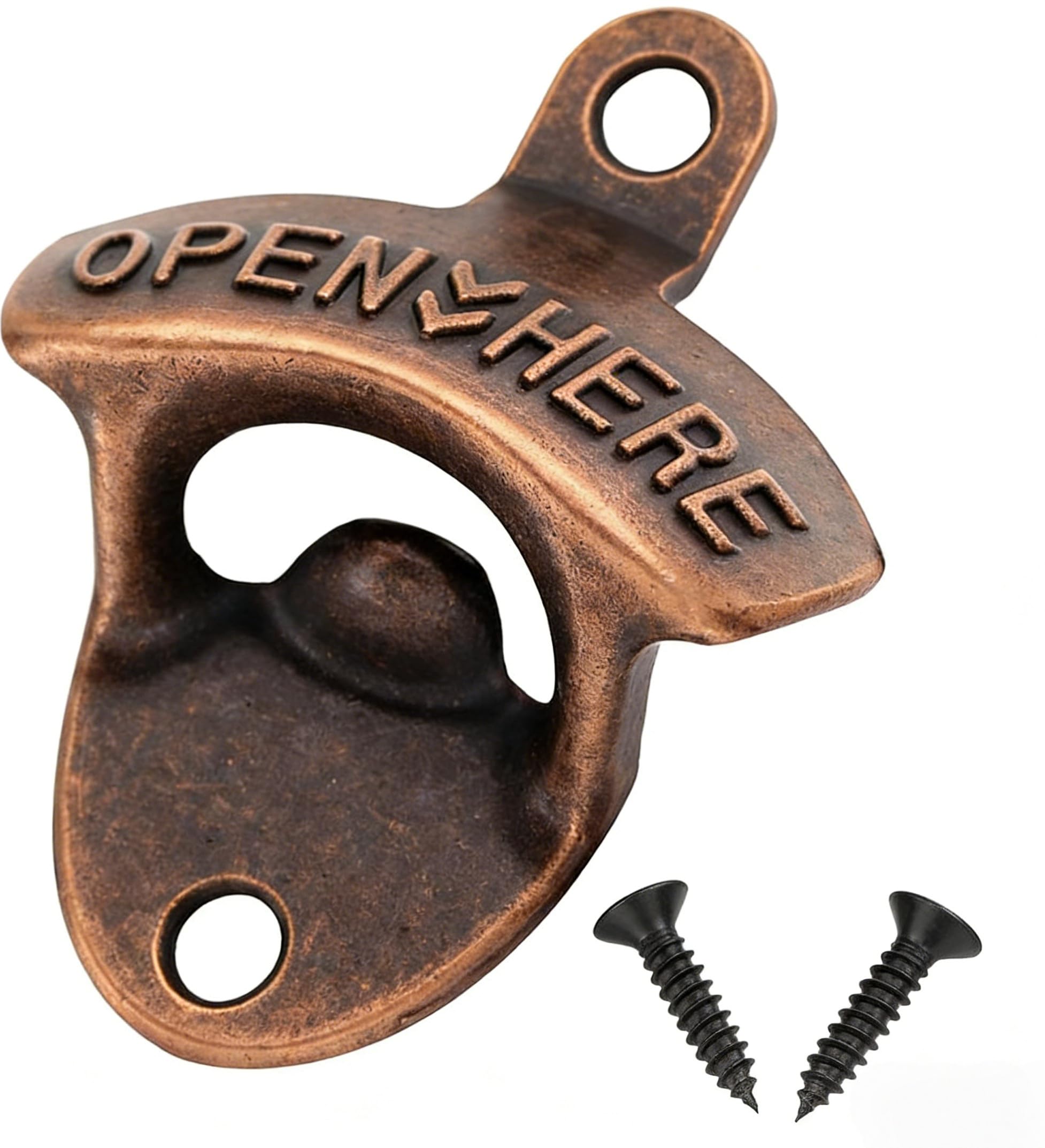 Vintage Bronze Wall Mounted Bottle Opener, Sturdy Metal Beer Bottle Opener with Mounting Screws, Retro Bottle Opener for Home Kitchen Bar Pub Garden Patio