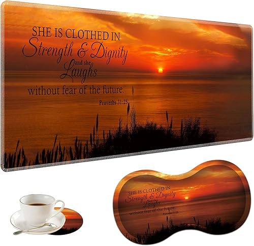 Alfombrilla de mouse grande para juegos + reposamuñecas de mouse + combinación de posavasos, 31.5 x 11.8 pulgadas, tapete de extensión