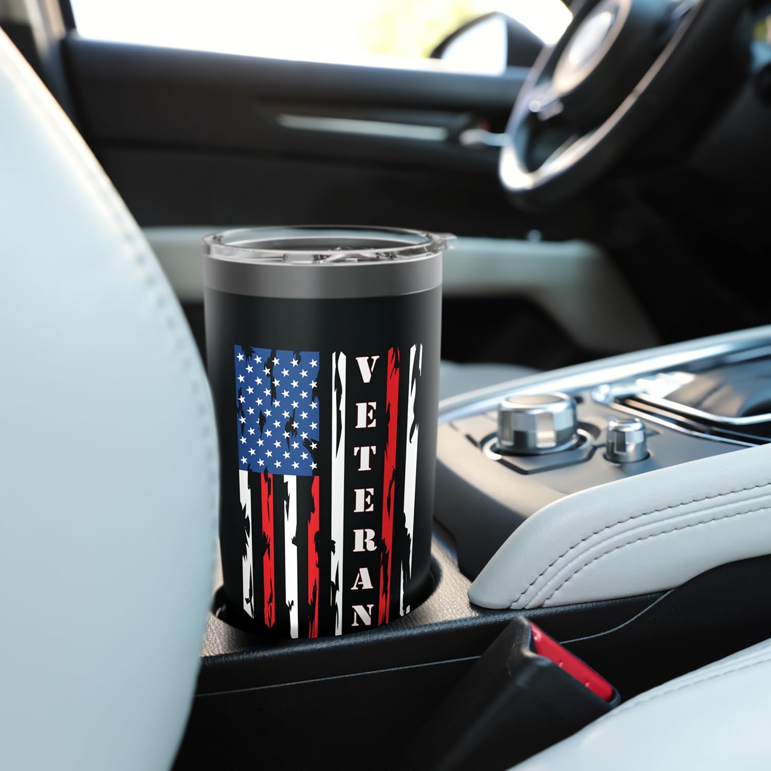 Veteran American Flag Travel Coffee Tumbler With Lid 20 oz Stainless Steel Insulated Tumbler - Image 6
