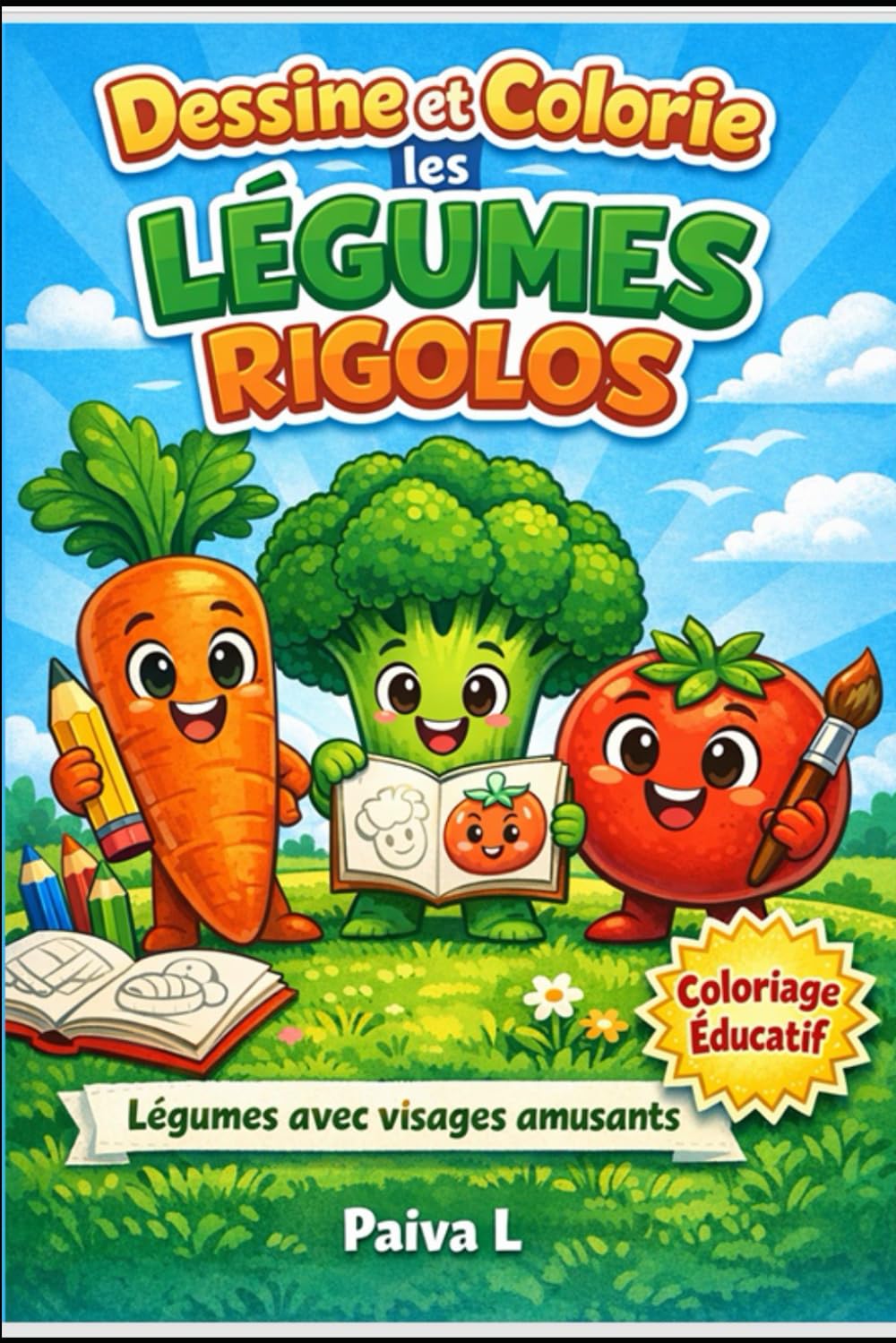 Dessine et Colorie les Légumes Rigolos: légumes avec visages amusants