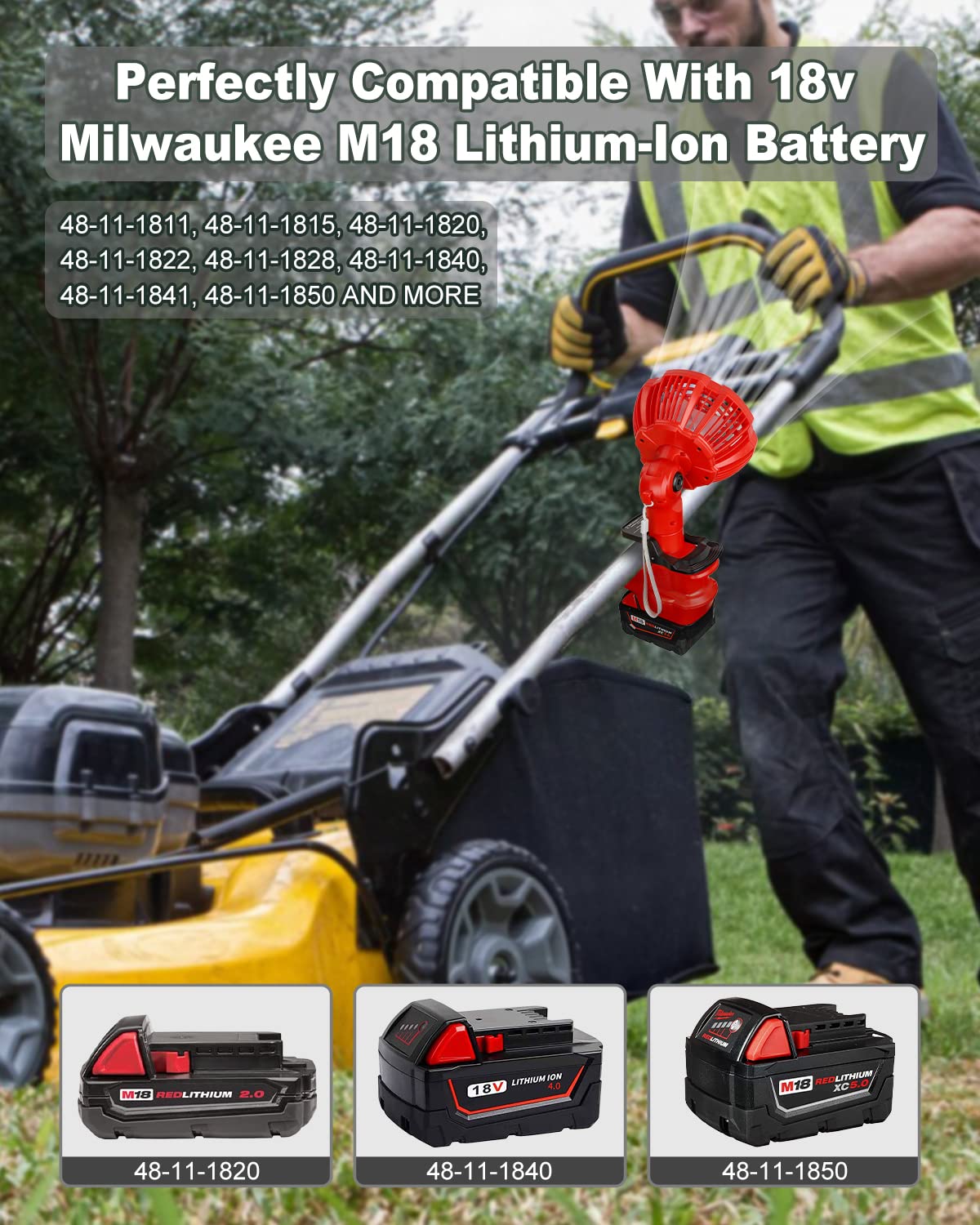 Taingwei Przenośny wentylator z klipsem do akumulatora Milwaukee M18, wentylator do wózka dziecięcego 18 V z 3 energooszczędnymi ustawieniami prędkości, do sypialni, na zewnątrz, na kemping i miejsce pracy (tylko narzędzie)