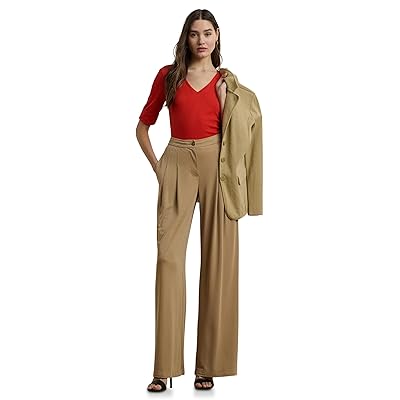 Lauren Ralph Lauren Petite Stretch Cotton Elbow Sleeve V Neck T Shirts Women