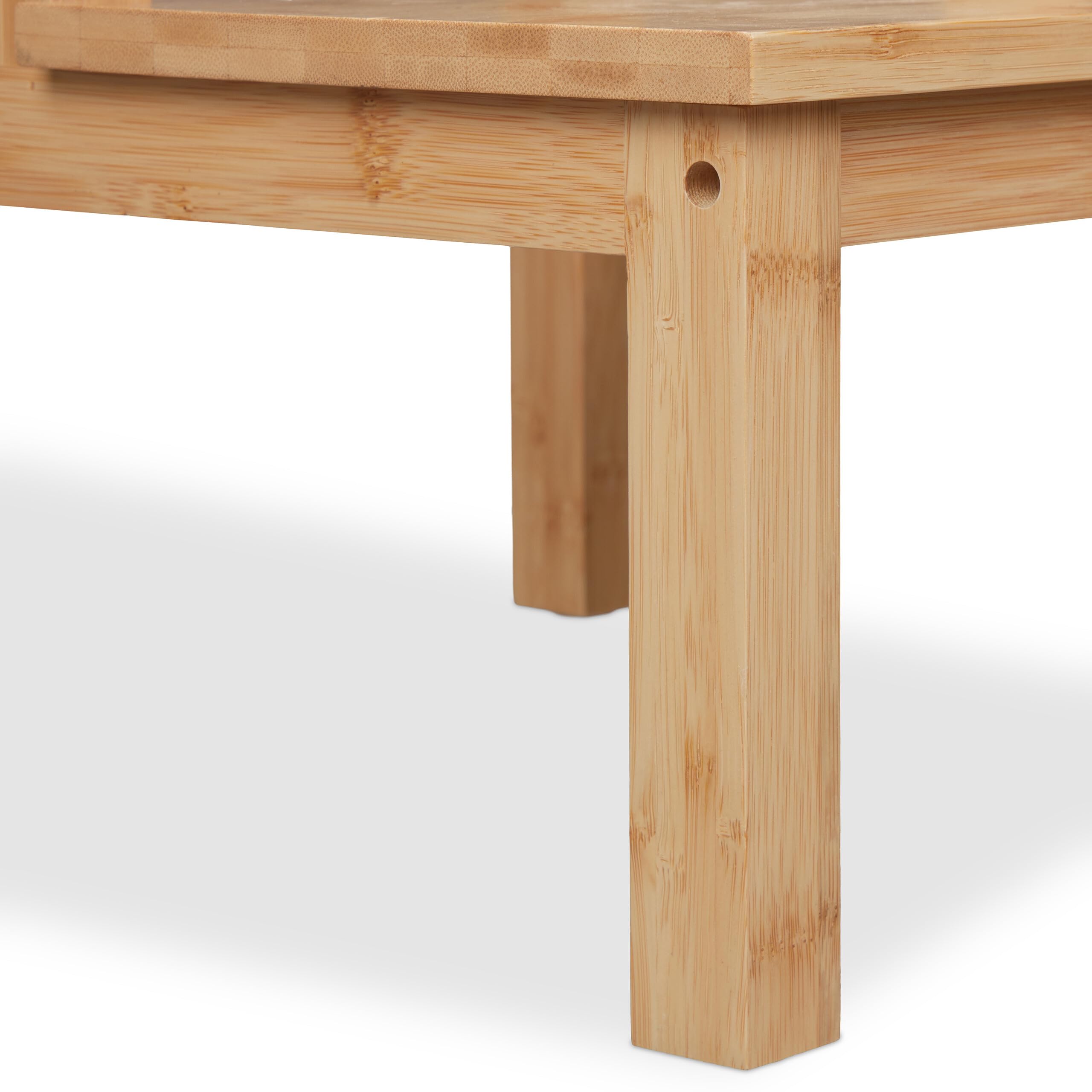 Relaxdays Taburete, 2 Escalones, Bambú, Resiste hasta 100 kg, Niños y Hogar, 40 x 40 x 40,5 cm, Banqueta, Natural