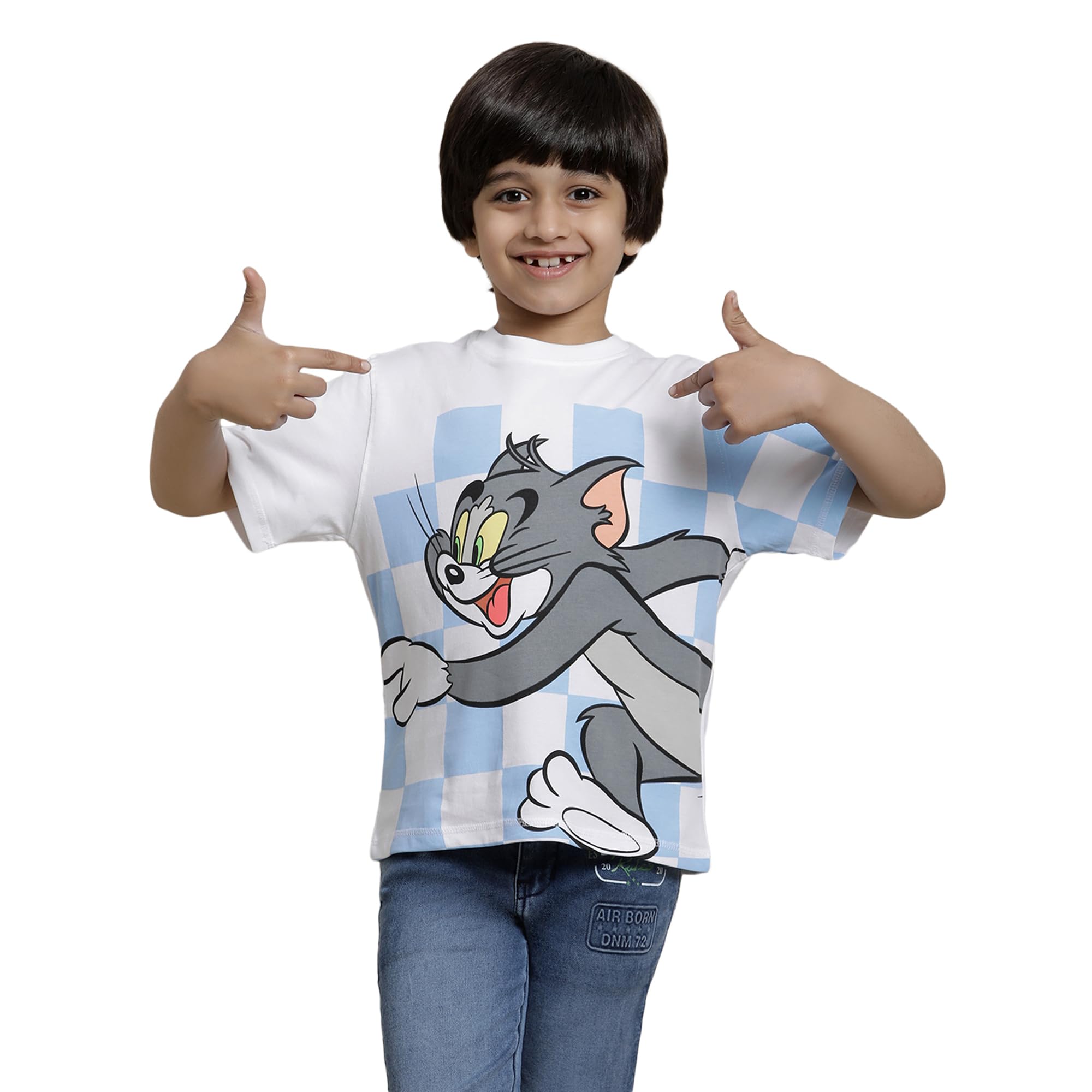 KidsvilleTom & Jerry Printed Regular Fit White Cotton Boy's T-Shirt