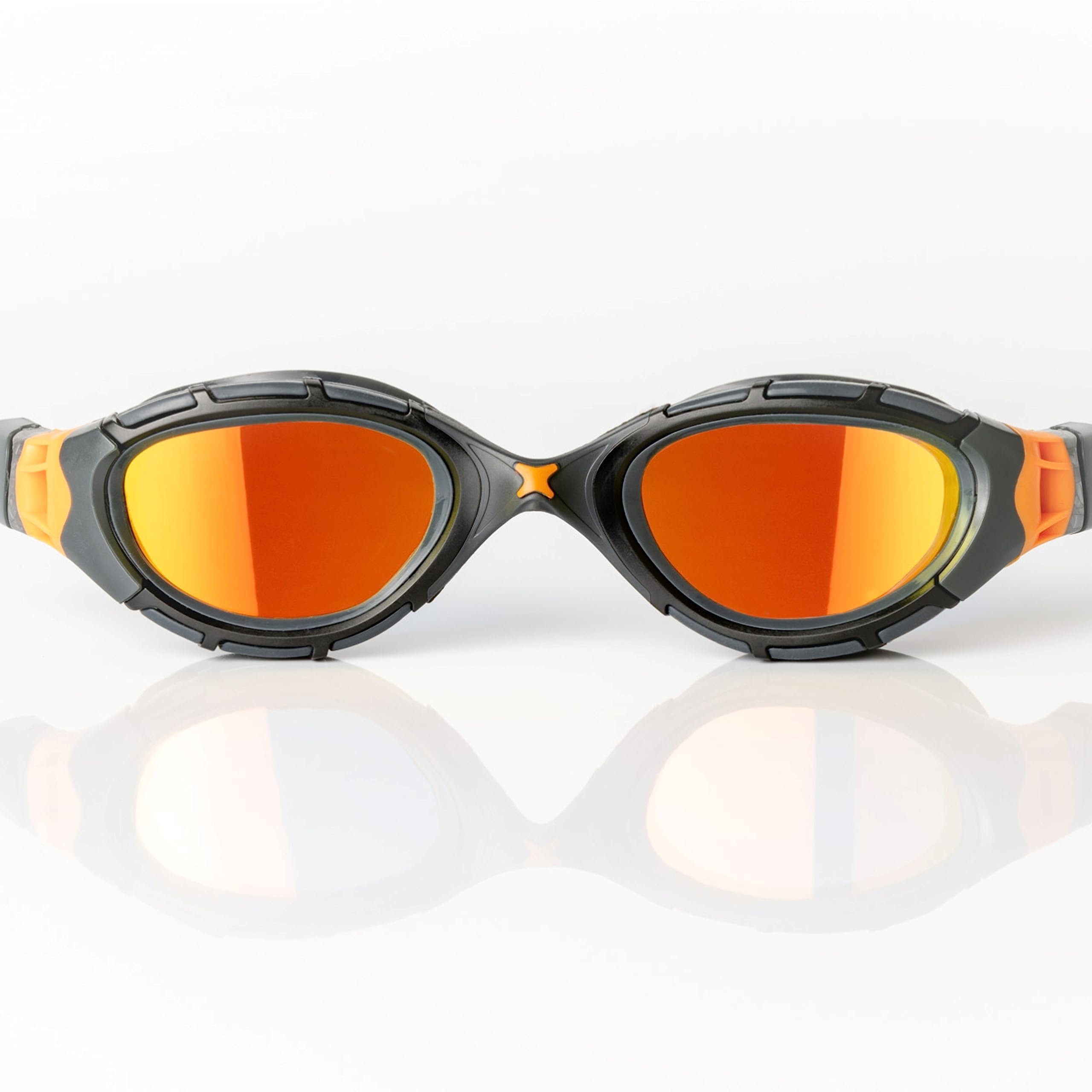 Zoggs Predator Flex Adult Swimming Goggles | Titanium Mirror Lens, Anti-Fog, UV Protection, Quick-Adjust Strap, Curved 180° Vision | Pool and Open Water