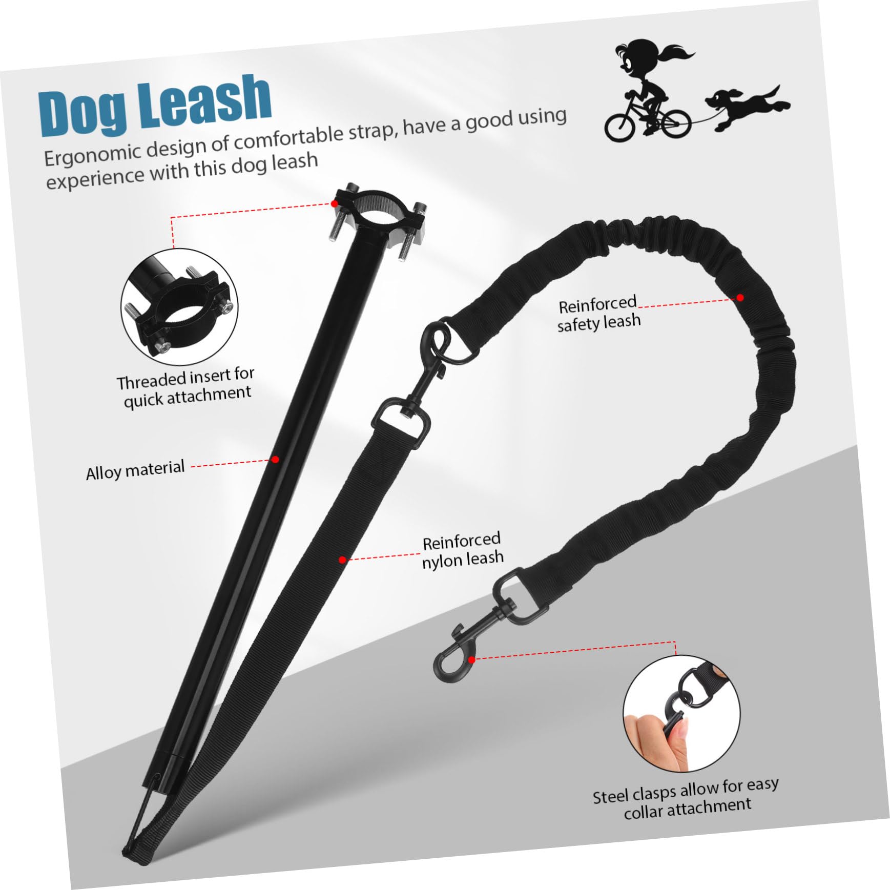 Hemobllo Guinzaglio Estensibile e Resistente All'usura per Cani da Bicicletta Resistente Oxford e Lega per Escursioni All'aperti Cani Piccoli e Medi