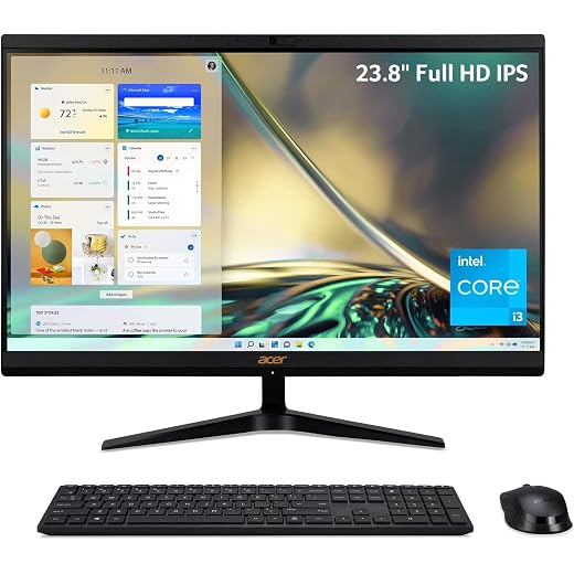 acer Aspire C24 All-in-One Desktop 2022, 23.8" FHD IPS Display, Intel i3-1215U 6-Core, Intel UHD Graphics, 8GB DDR4, 512GB SSD, Wi-Fi, RJ45 LAN, Wireless KB and Mouse, Windows 11 Pro, COU 32GB USB
