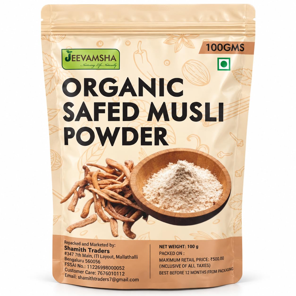 Safed Musli Powder 100g – Organic Pure & Natural | Ayurvedic Supplement for Strength, Stamina, Energy & Immunity | Chlorophytum Borivilianum | Herbal Powder
