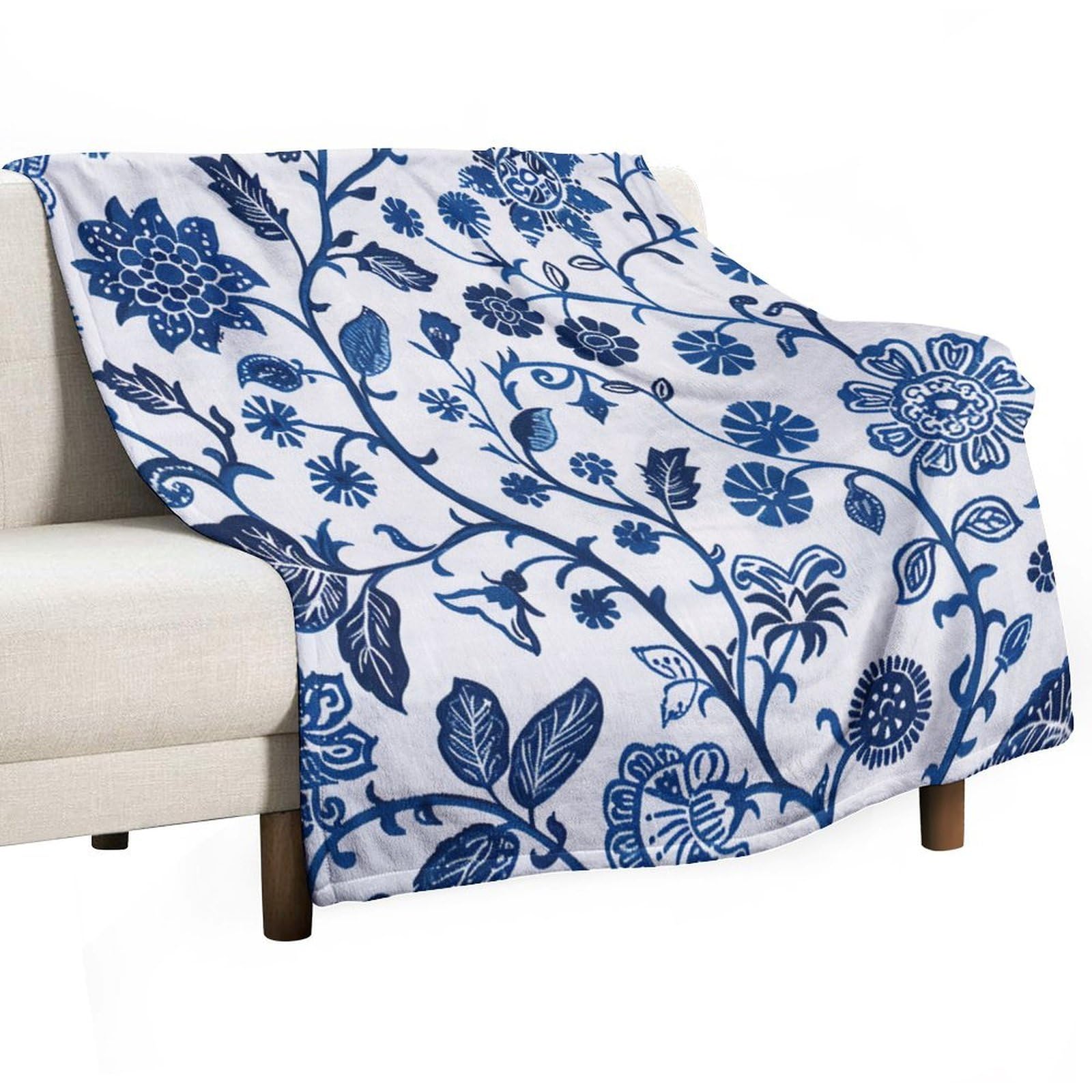 Amazon.com: Throw Blankets Navy Blue China Pattern Antique Floral