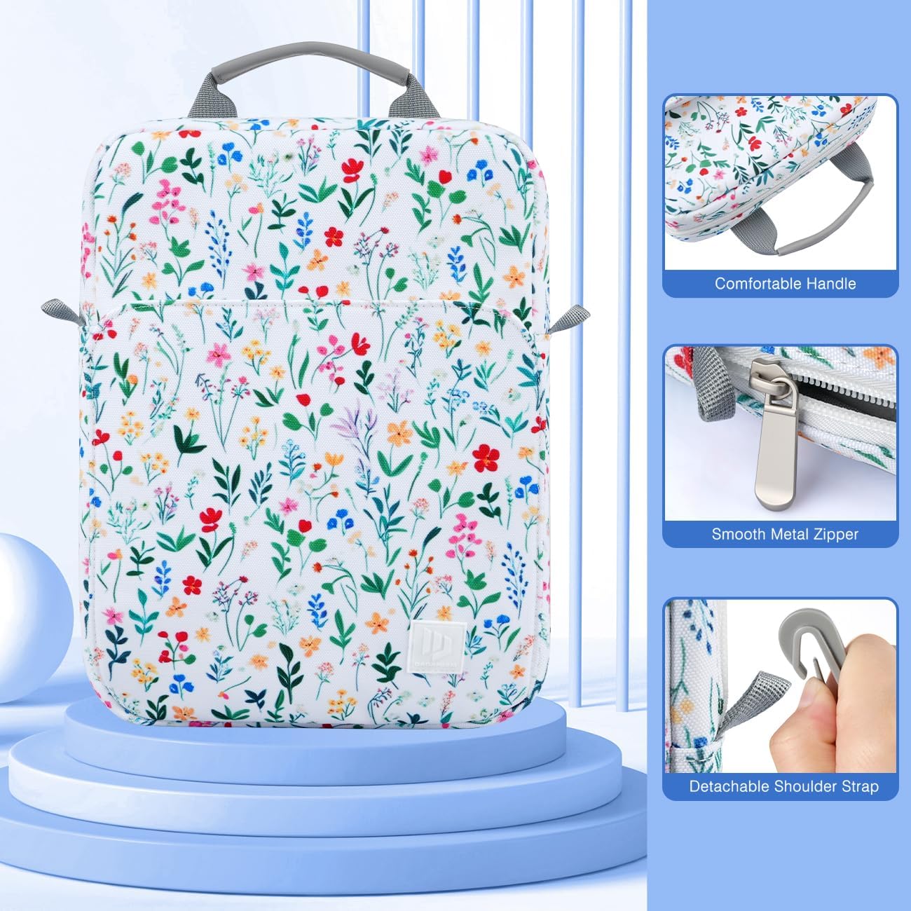 Dadanism 9-11 Inch Tablet Sleeve Bag Carrying Case with Shoulder Strap for iPad (A16) 11", iPad 10th Gen 10.9" Air 5/4, i-Pad Air/Pro 11", i-Pad 9/8/7th 10.2", Galaxy Tab A9+ Plus 11",Blooming Bouquet - Image 6