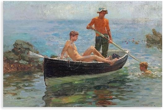 CFIOZYOS Stretched Canvas The Orange Jersey by Henry Scott Tuke Figures Canvas Poster Wall Art Print Bedroom Decor Office Room Kitchen Decor Gift Unframe 16x24inch40x60cm