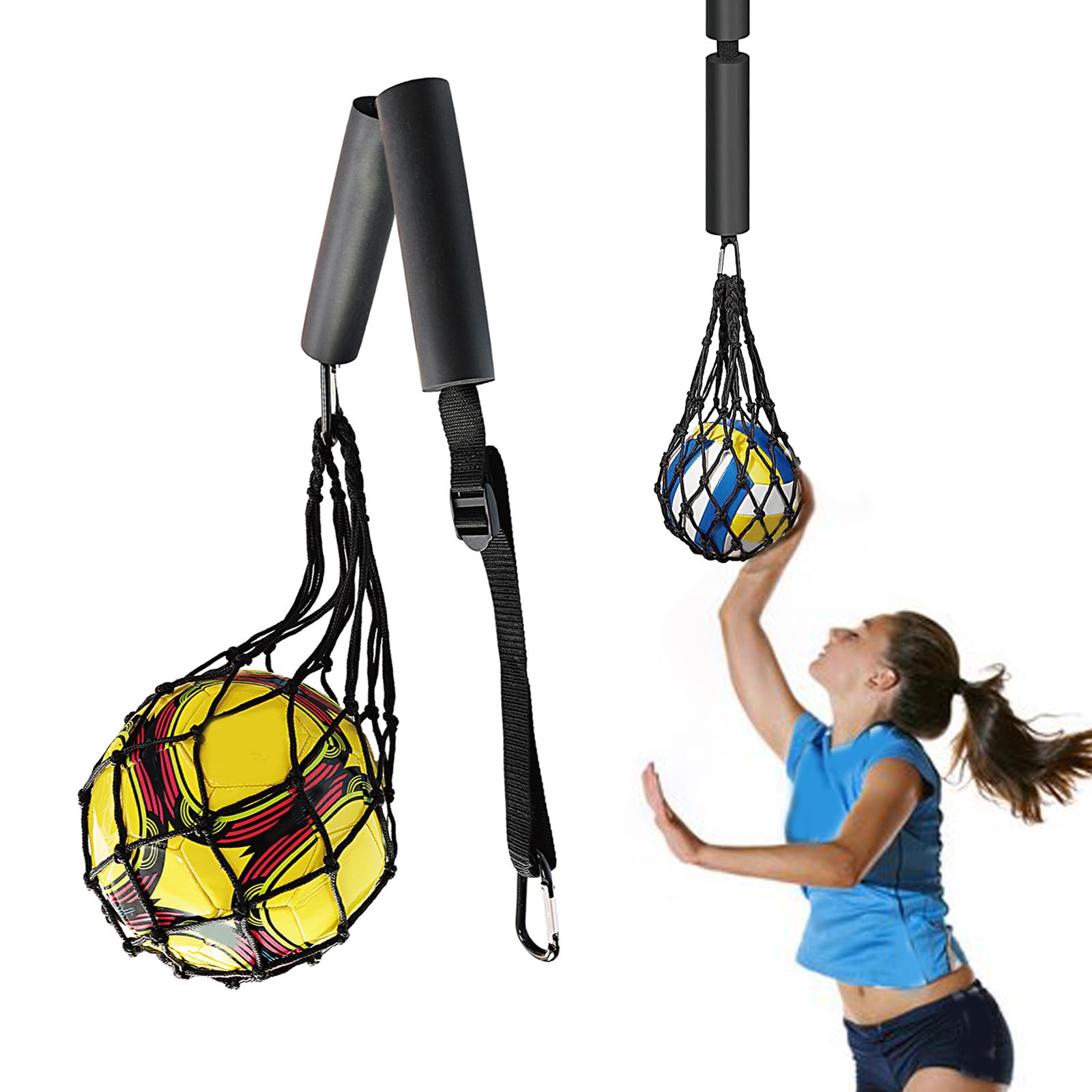 NUOYAQI Volleyball Spikes Trainer Adjust Volleyball Holder Single Serving & Spiking Practice Rebounder Training Equipment, 110~124cm, adjustable, As the Picture Shows