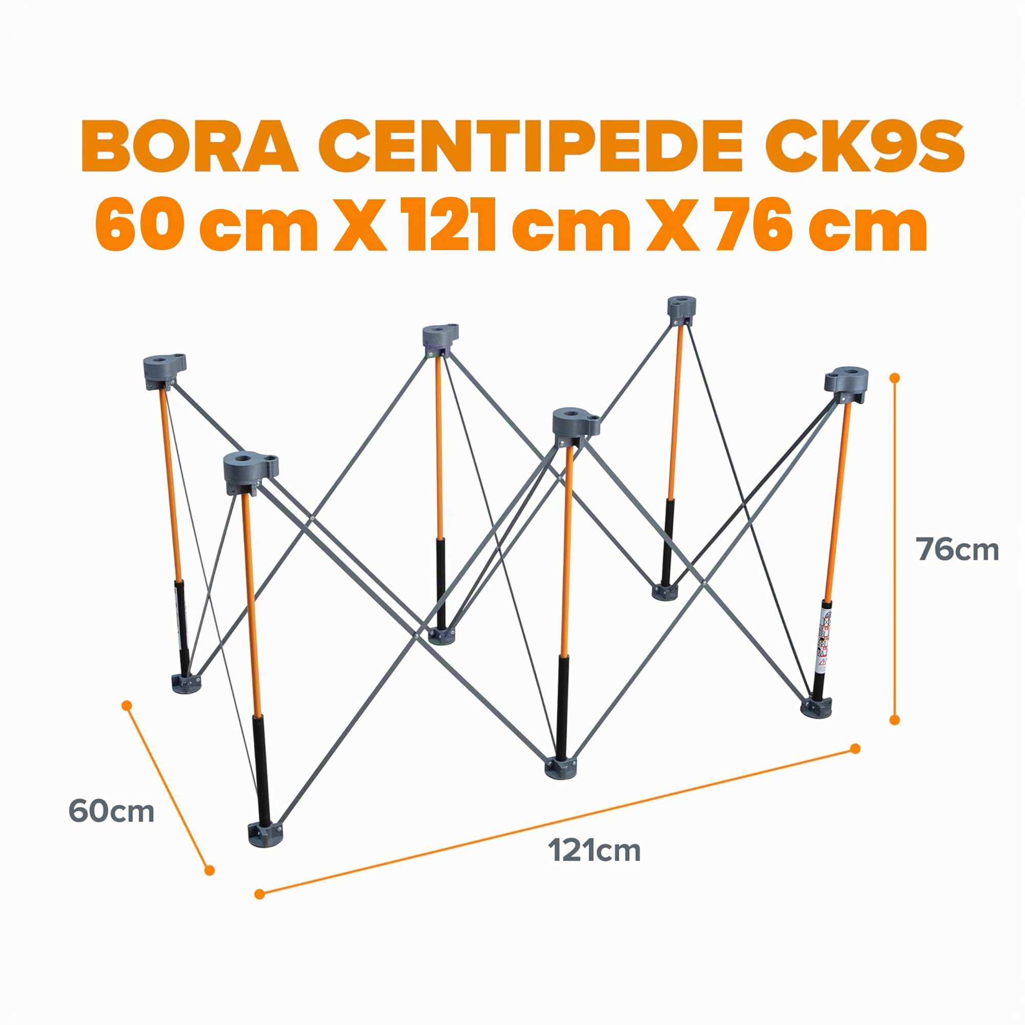 Bora Centipede 60 cm. L x 120 m l x 80 cm H. Table de Travail Pliante en Acier avec capacité 680 kg, Gris/Jaune