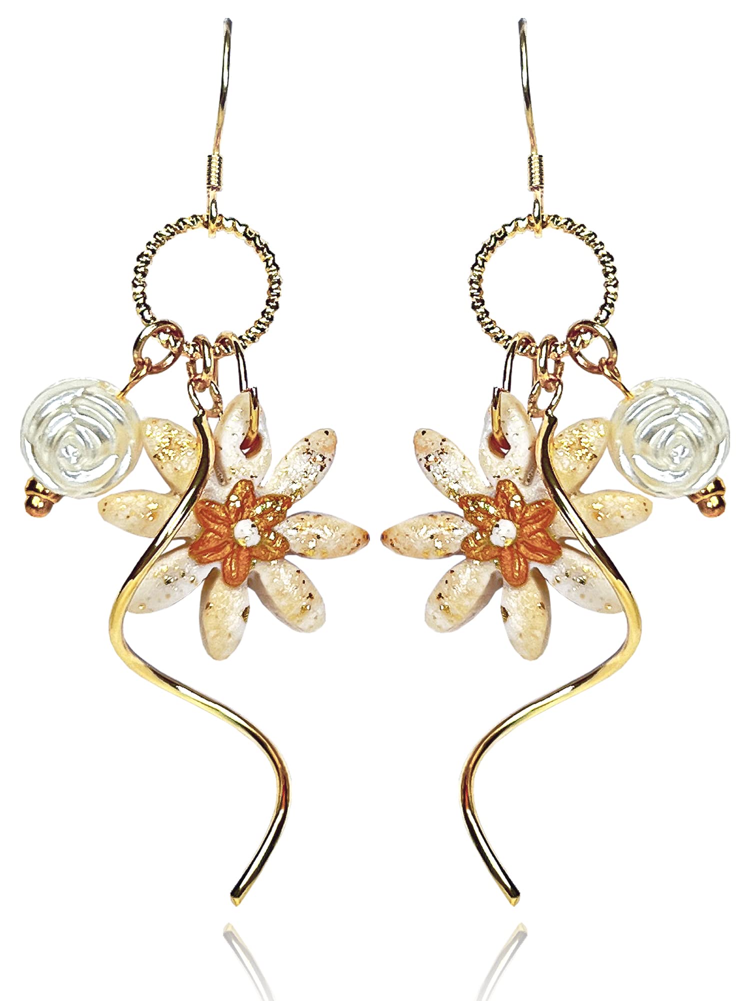 Orecchini Margherita Donna Argento 925 Fiore Orecchini Handmade Originale Pendenti Gioielli per Ragazza Anallergici Ideale Regalo per Donna Bambina