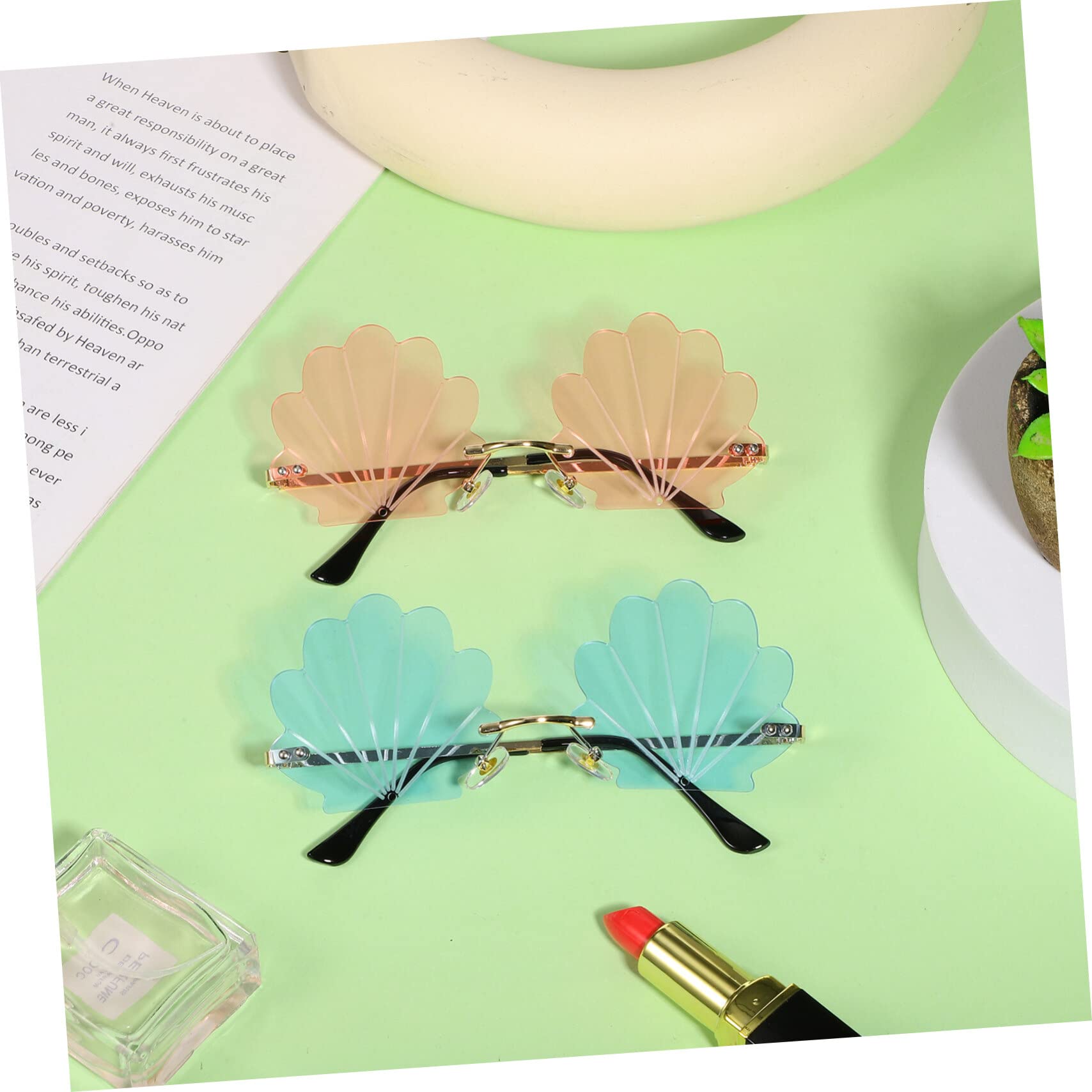 Kisangel 6pares Gafas De Sol De Concha Sin Para Lentes Decorativos Unisex Para De Dorado Azul Dorado Rosa