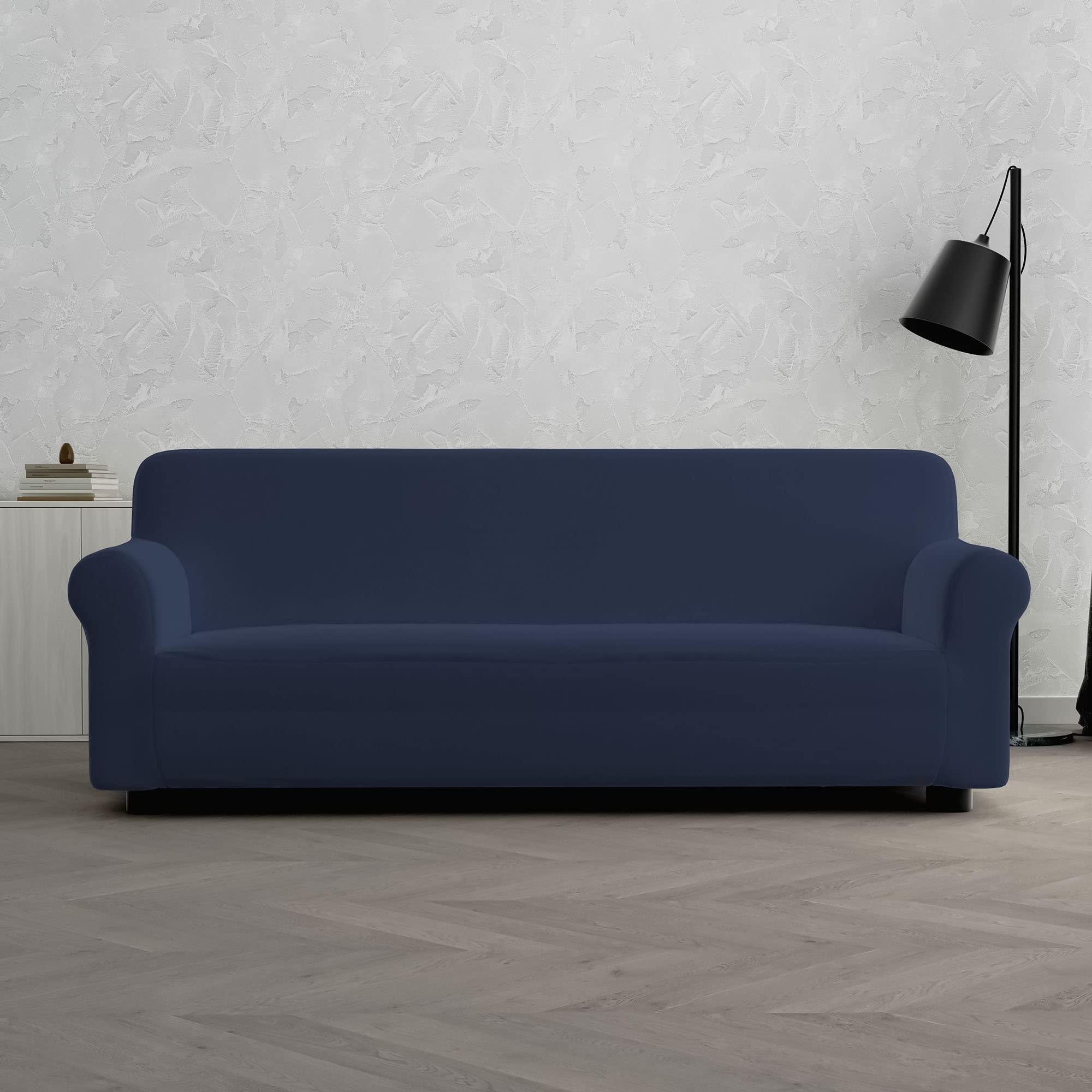 Italian Bed Linen DAHLIA Elastic Sofa Cover, Polyester, Dark Blue, 3 Seater, 3 Posti