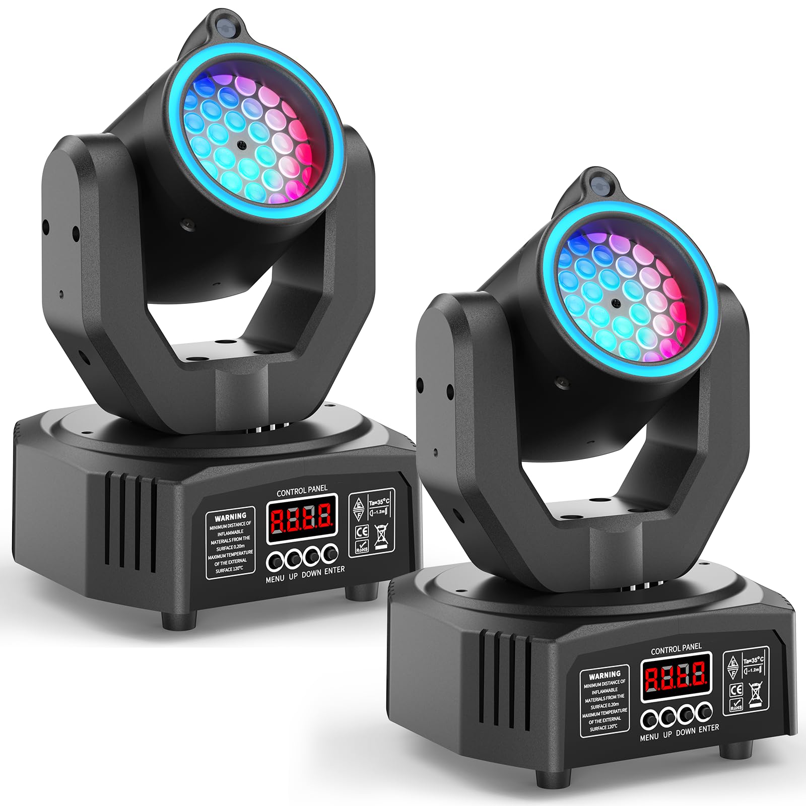 Lira LED 30W Mini Luce Discoteca Dot Beam a Testa Mobile, Set di luci LED RGB con Telecomando Luce Effetto Gobo con Apertura DMX512 per Scena Party Club DJ 2PCS