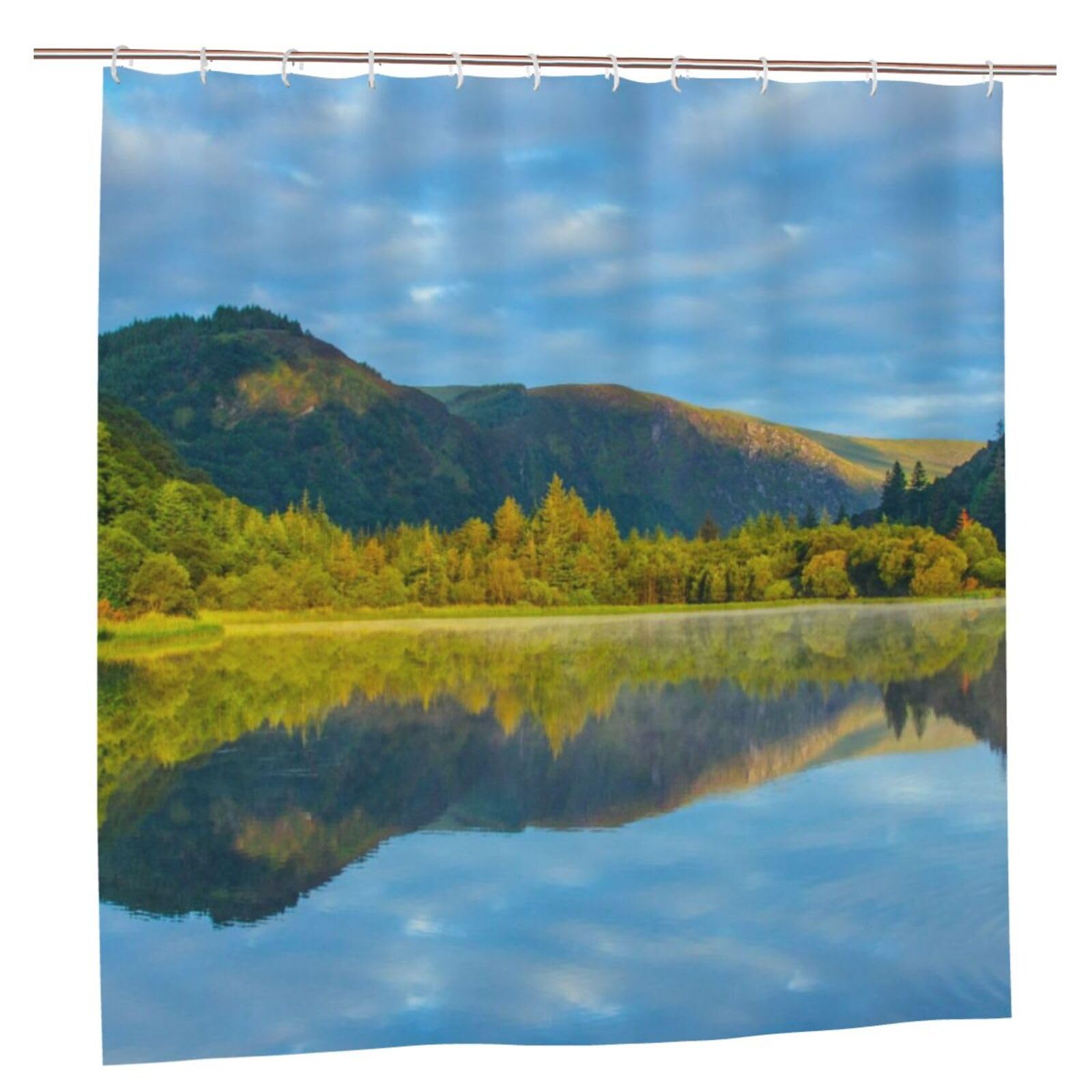 Oudrspo Polyester Fabric Shower Curtain - 70x70 Inch with Metal Grommets, Artistic Privacy Design, The Lower Lake in Glendalough, County Wicklow, Ireland,