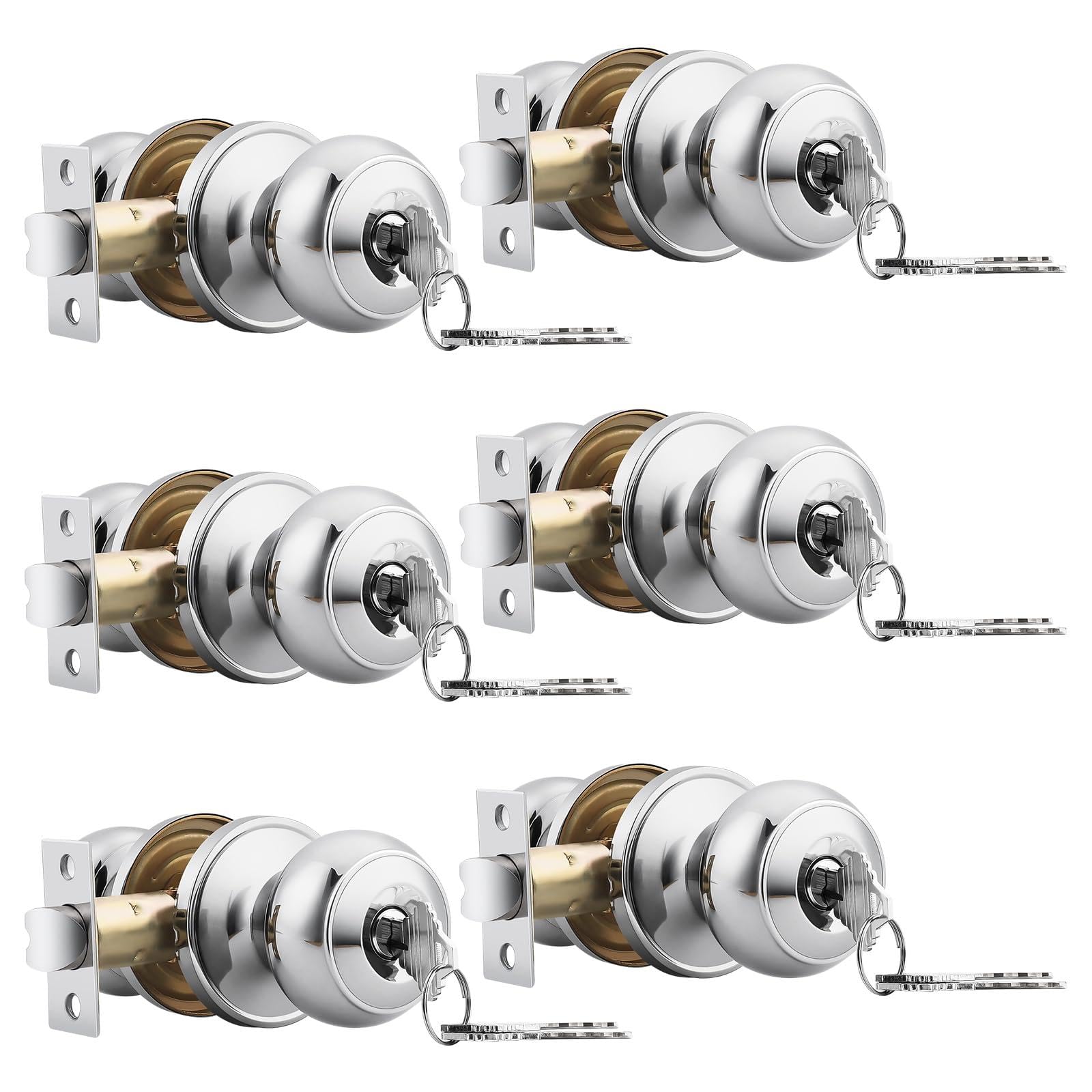 Antique Brass Door Knobs - Keyed Alike Lockset (Pack of 3) -11