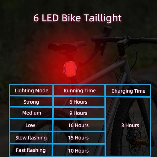 Miniatura 5 de Luces de bicicleta de 1200 lúmenes para conducción nocturna, 4000 mAh de tiempo de funcionamiento durante más de 10 horas, luces de bicicleta