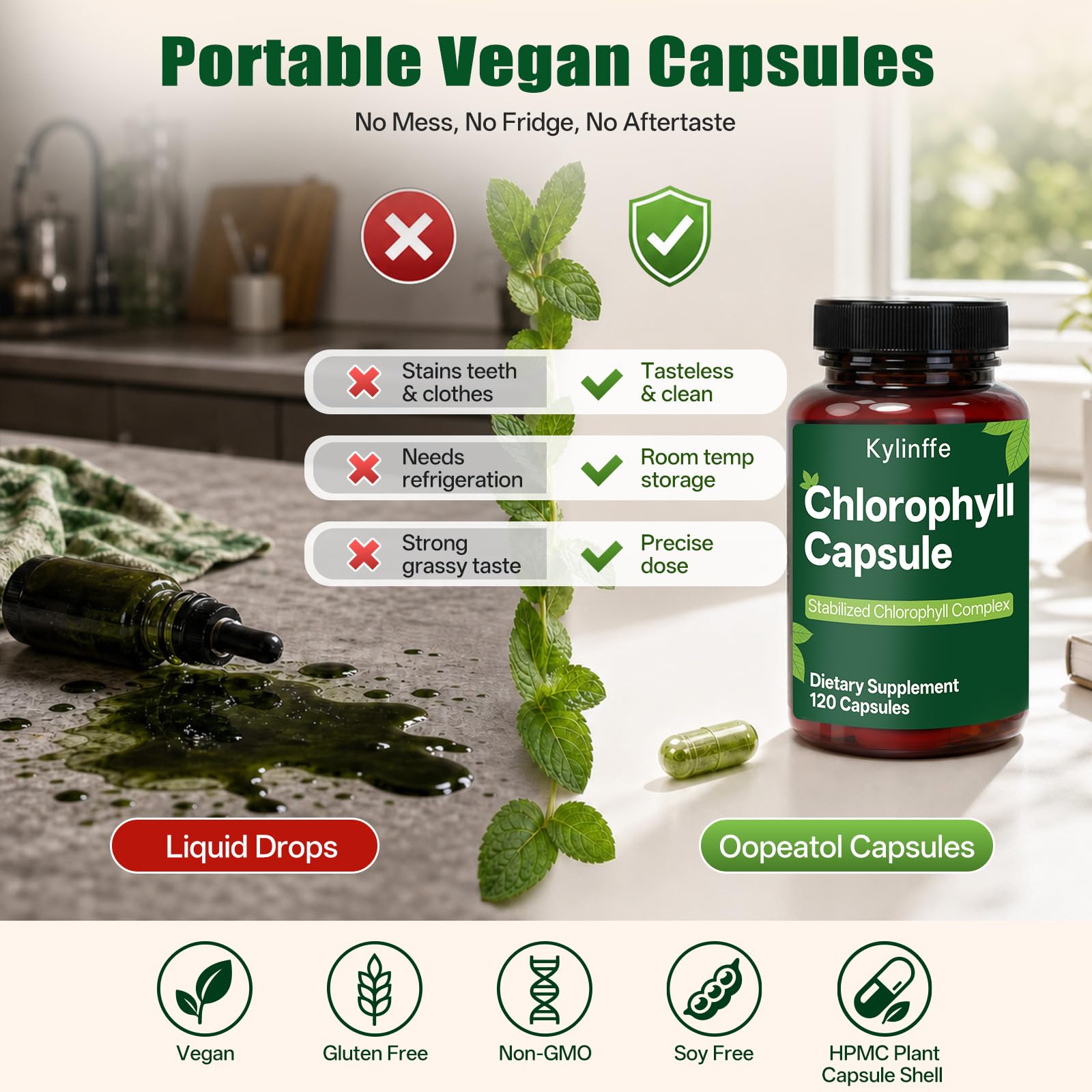 Chlorophyll Capsules for Deodorant, Body Odor Internal Freshness 100% Vegan — Amazon image 5