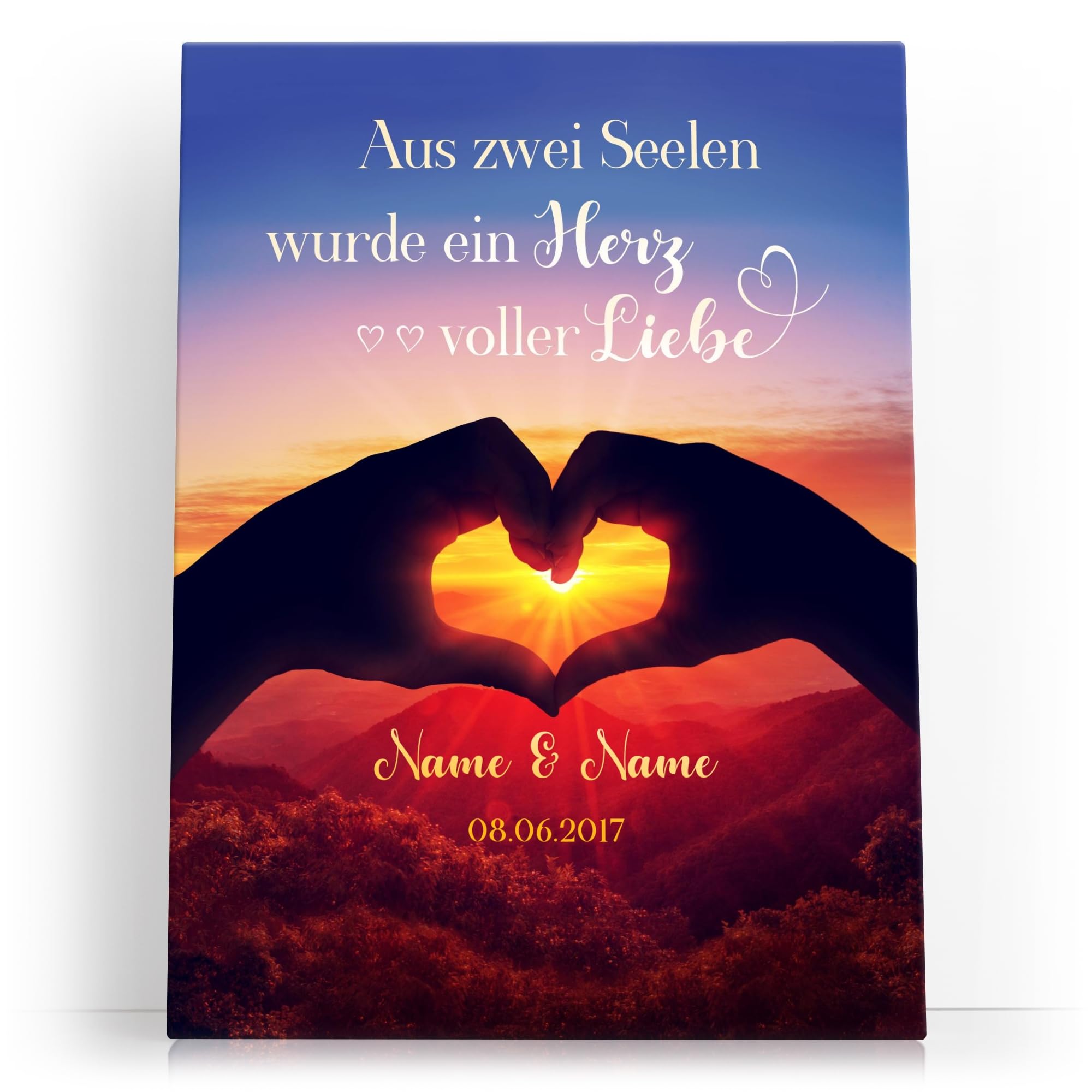 Liebesleinwand Personalisierte Geschenke | Leinwandbild Geschenk für sie und ihn zum Geburtstag, Hochzeitstag, Jahrestag gestalten | Herzensblick