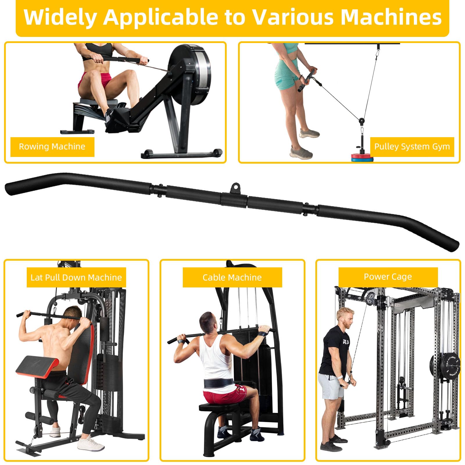 Lat Pull Down Bar, Obrotowy Prosty Bar Domowa Siłownia Kabel Maszyna Mocowanie Pulldown Biceep Tricep Bar