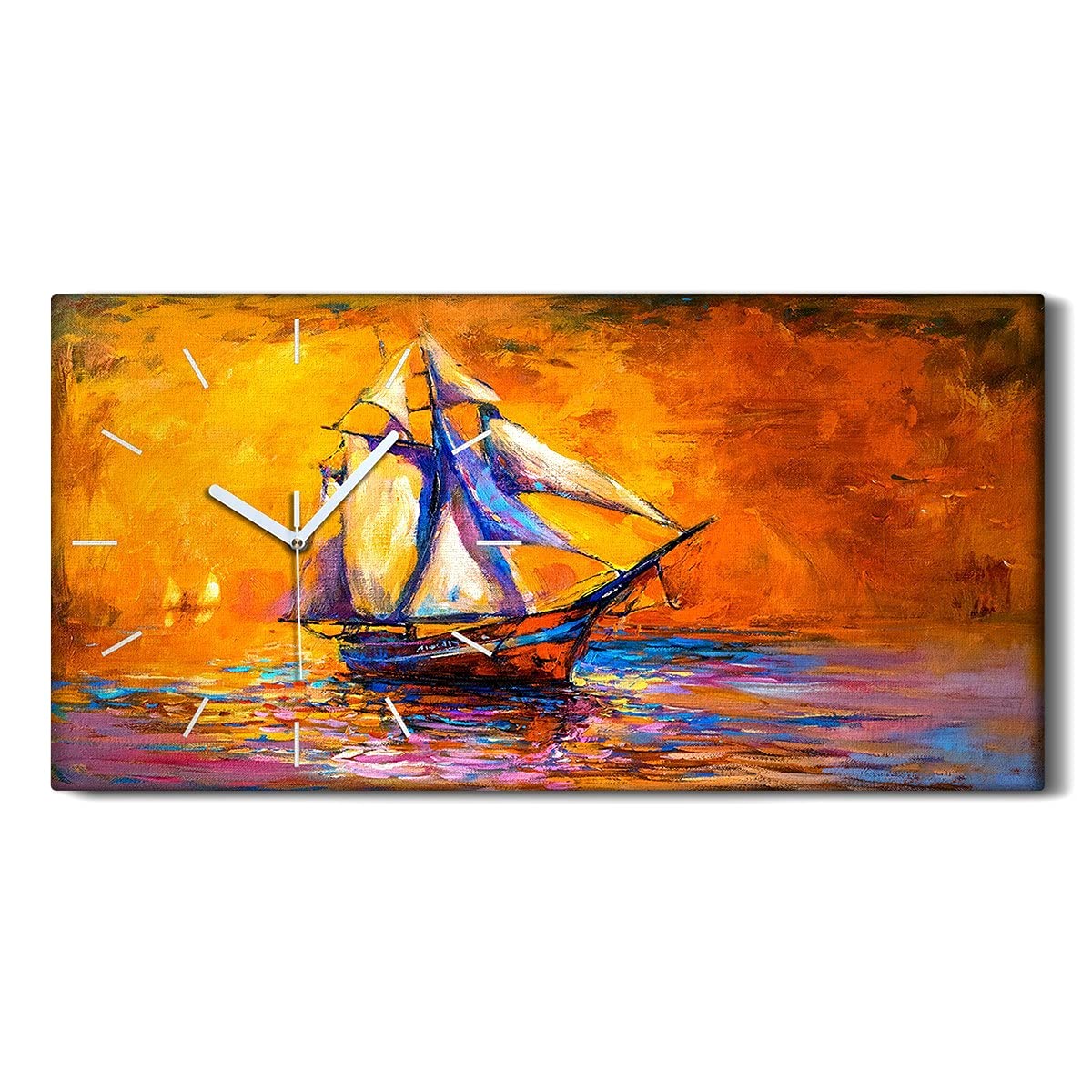 Horloge sur Toile 60x30cm Décoration Art Mural Salon Chambre Image Moderne Colorée