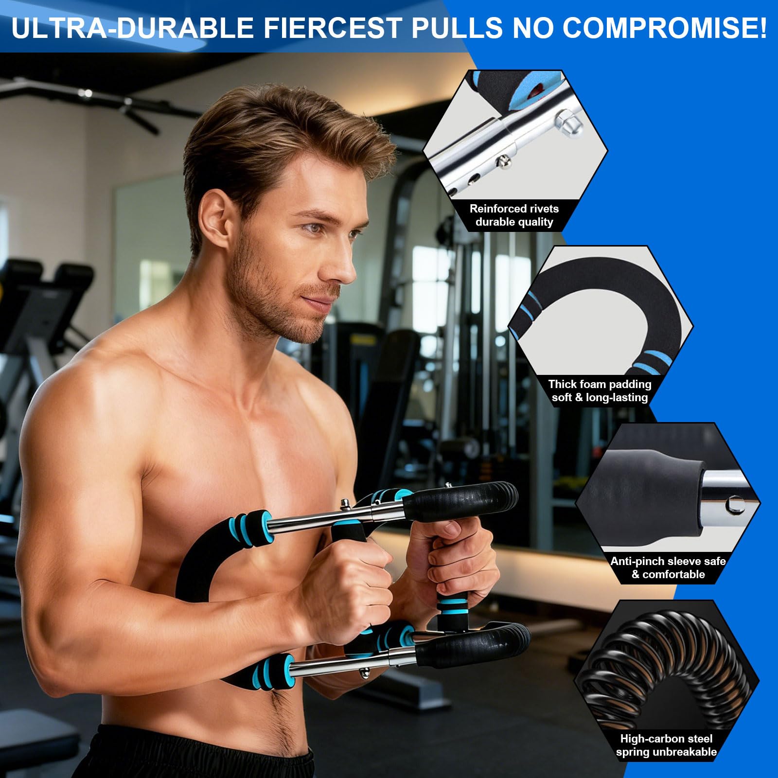 Twister Armtrainer, Appareil d'Entraînement Poitrine Réglable 30-50kg | Barre de Torsion Puissance Portable Design Amovible | pour Musculation Bras, Épaules et Torse | Poignée Antidérapante