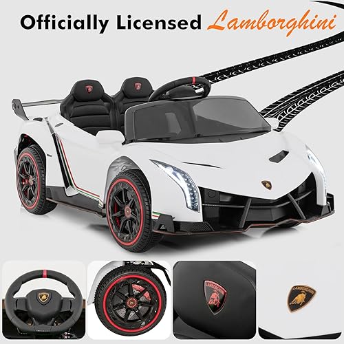 Miniatura 3 de INFANS Lamborghini Veneno - Vehículo eléctrico de 2 plazas para niños, 12 V 4 WD, con puertas hidráulicas, modo mecedor, velocidades ajustables,