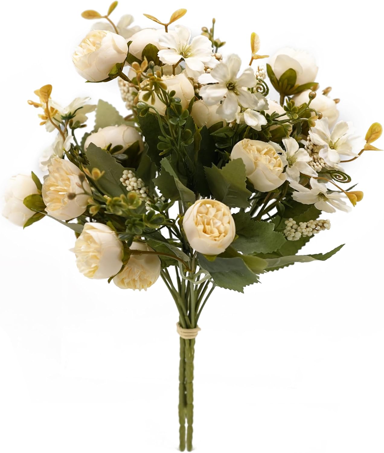 Artificial Flowers 3 Branches Well-Matched White Pre-Bloom Peony 31 cm Tall