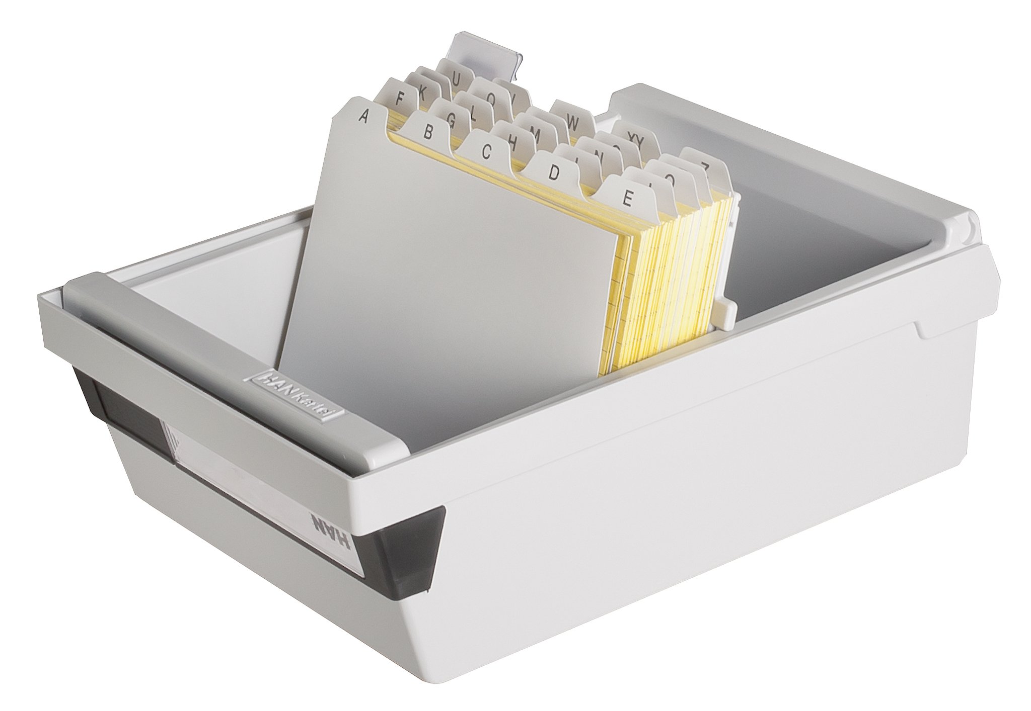 Han 966-11 - Contenitore per schede archivio, capacità: 800 schede, formato A6, in plastica, Grigio chiaro, 176 x 140 x 248 mm