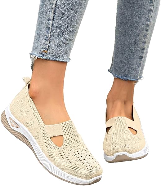 Orthopädische Schuhe Damen Slip on Sneaker Damen Gewebt Atmungsaktiv Turnschuhe Leicht Laufschuhe Sportschuhe Bequeme Schlupfschuhe Walkingschuhe Arch Support Schuhe - 2