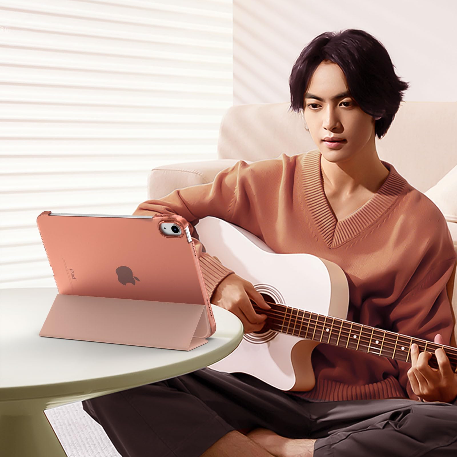 TiMOVO Cover Custodia Compatibile con iPad 10 Generazione 10,9" 2022, iPad 10 Cover con Retro in PC Rigido Semi-Trasparente, Funzione di Auto Sveglia/Sonno, Pompelmo