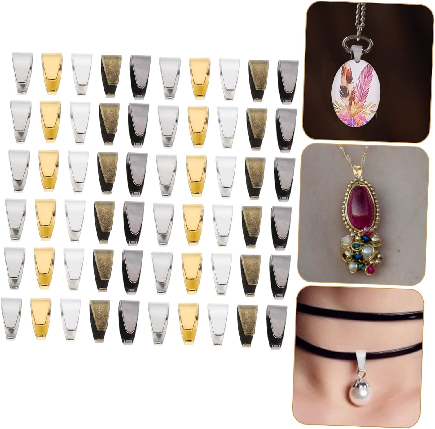 TEHAUX 1000pcs Pendant Clasps for Jewelry Simple Installation DIY Necklace Connectors Unique Design