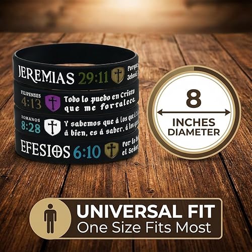 Miniatura 4 de Pulseras La Biblia Reina-Valera (paquete de 12) – Filipenses 4:13, Jeremias 29:11, Romanos 8:28 y Efesios 6:10 – Paquete a granel de pulseras